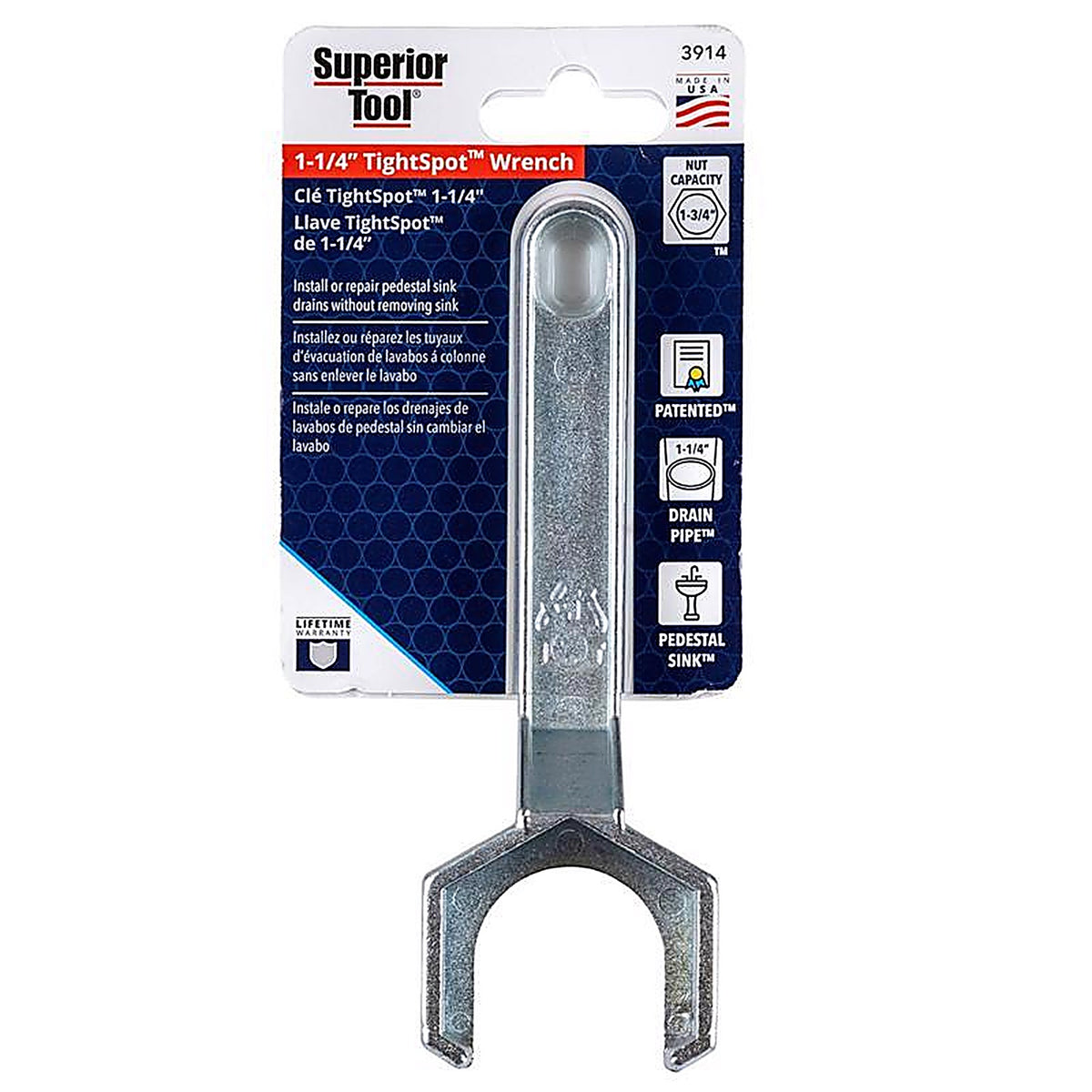 Superior Tool - 3914 - Pedestal Sink Wrench Silver 1/pc.
