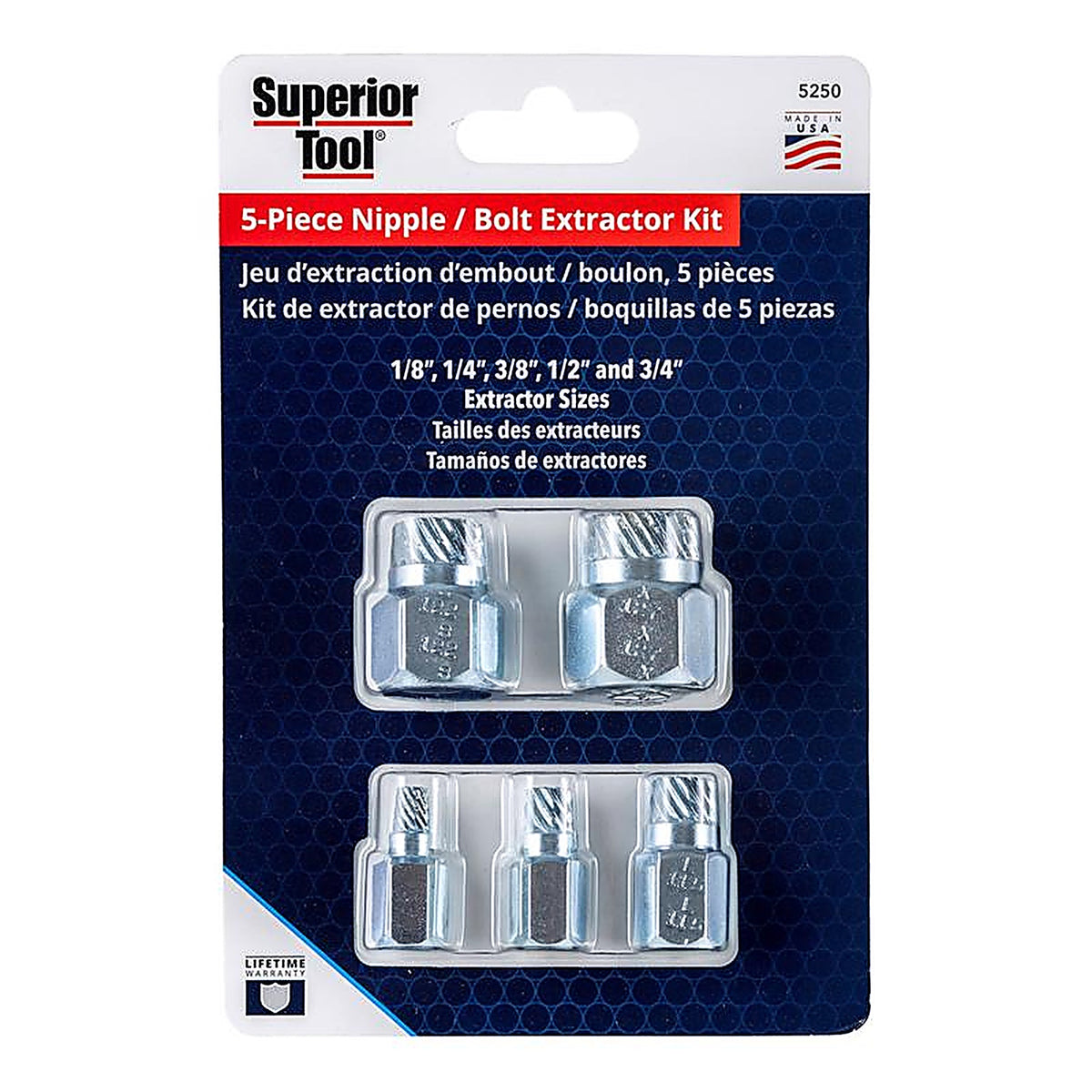 Superior Tool - 5250 - Steel Bolt Extractor Set 5/pc.