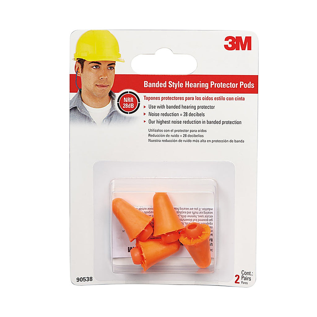 3M - 90538-2-10DC - 28 dB Polyurethane Foam Band Ear Plugs Orange 2 pair