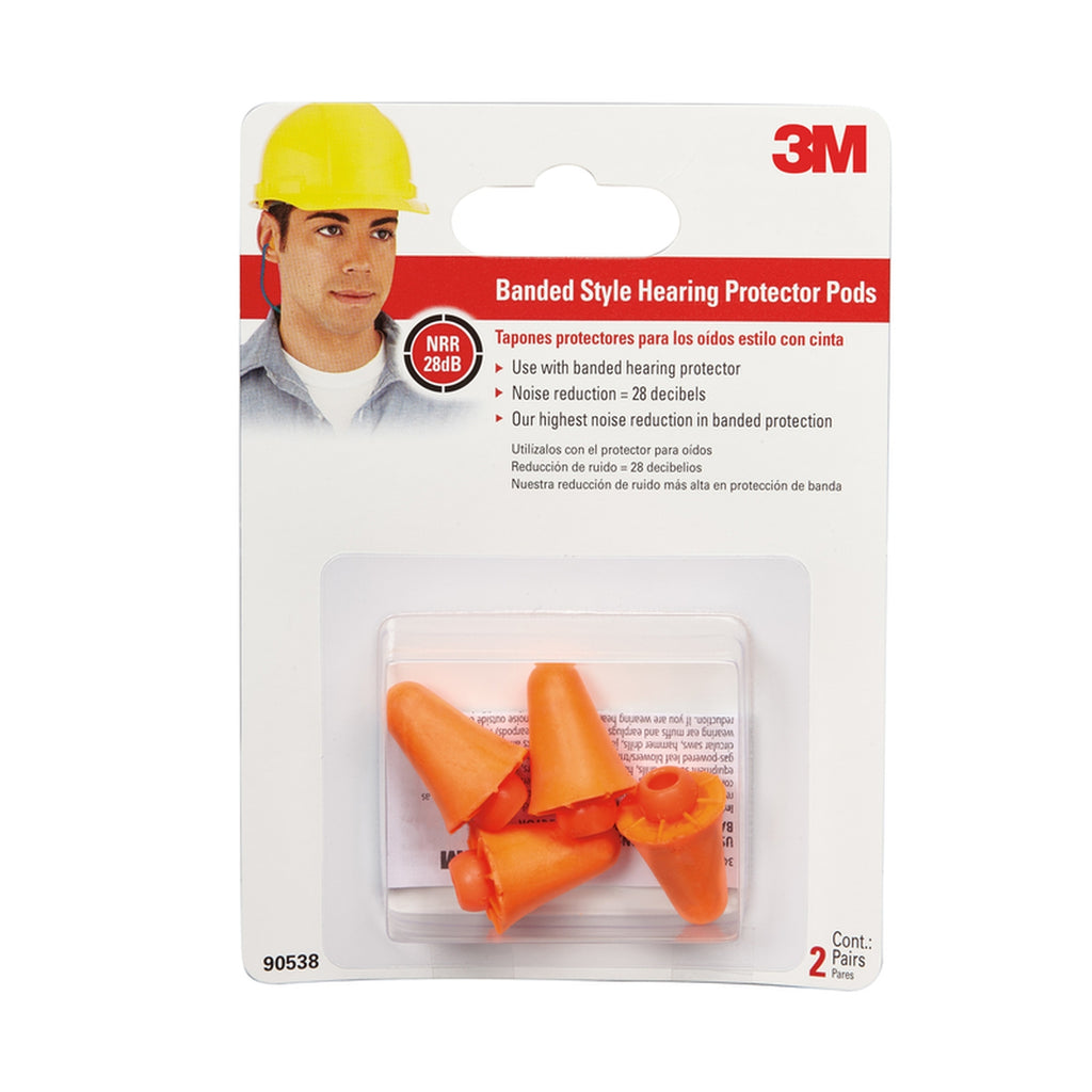 3M - 90538-2-10DC - 28 dB Polyurethane Foam Band Ear Plugs Orange 2 pair