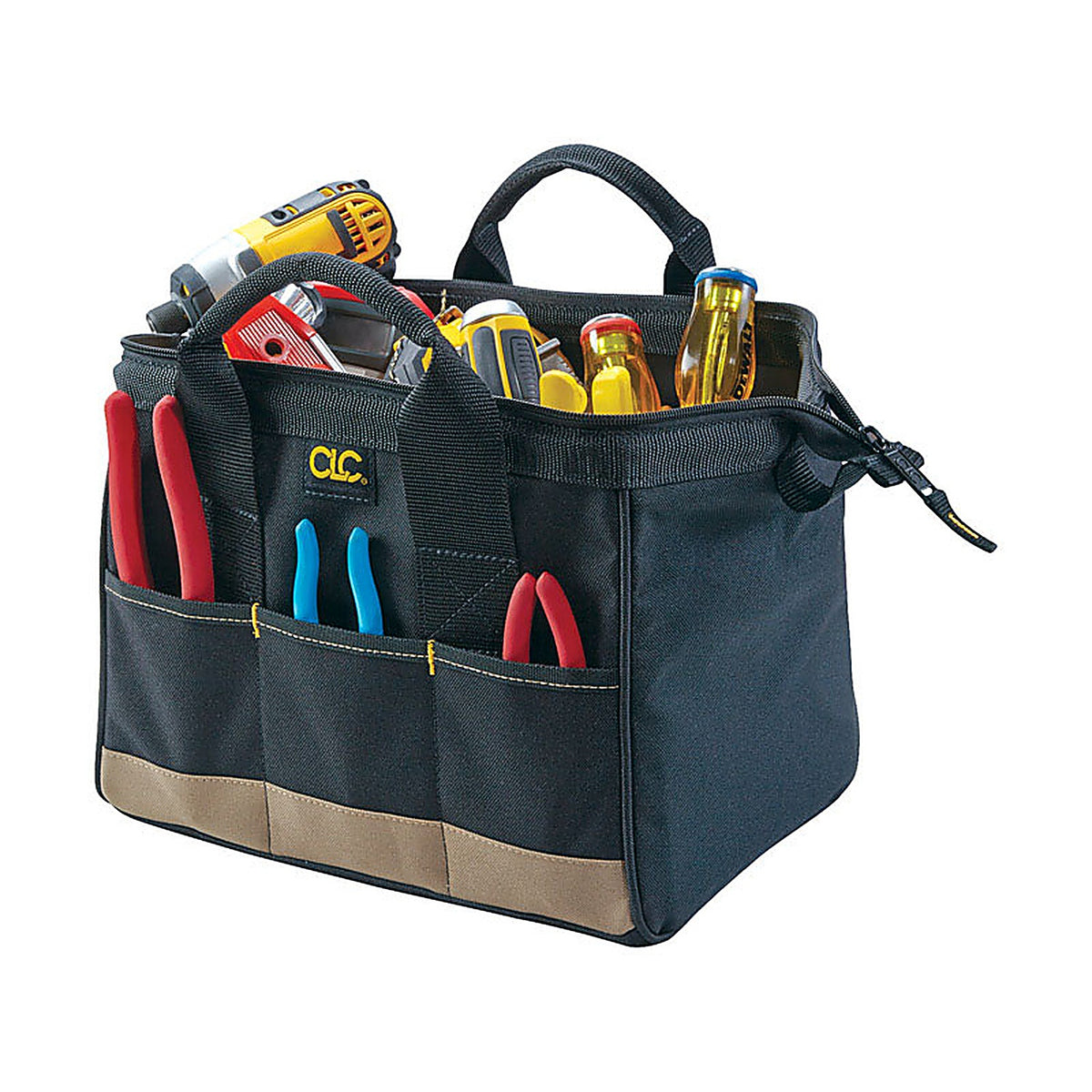 CLC - 1161 - 8.5 in. W X 8 in. H Polyester Tool Bag 14 pocket Black/Tan 1 pc