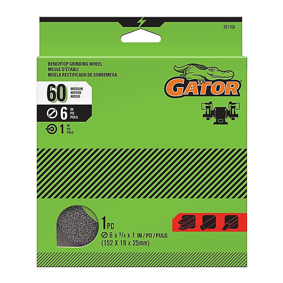 Gator - 6011 - 6 in. Dia. x 3/4 in. thick x 1 in. Grinding Wheel 1/pc.