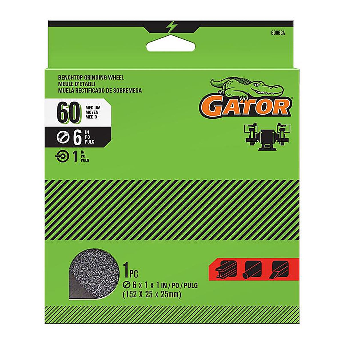 Gator - 6006 - 6 in. Dia. x 1 in. thick x 1 in. Grinding Wheel 1/pc.