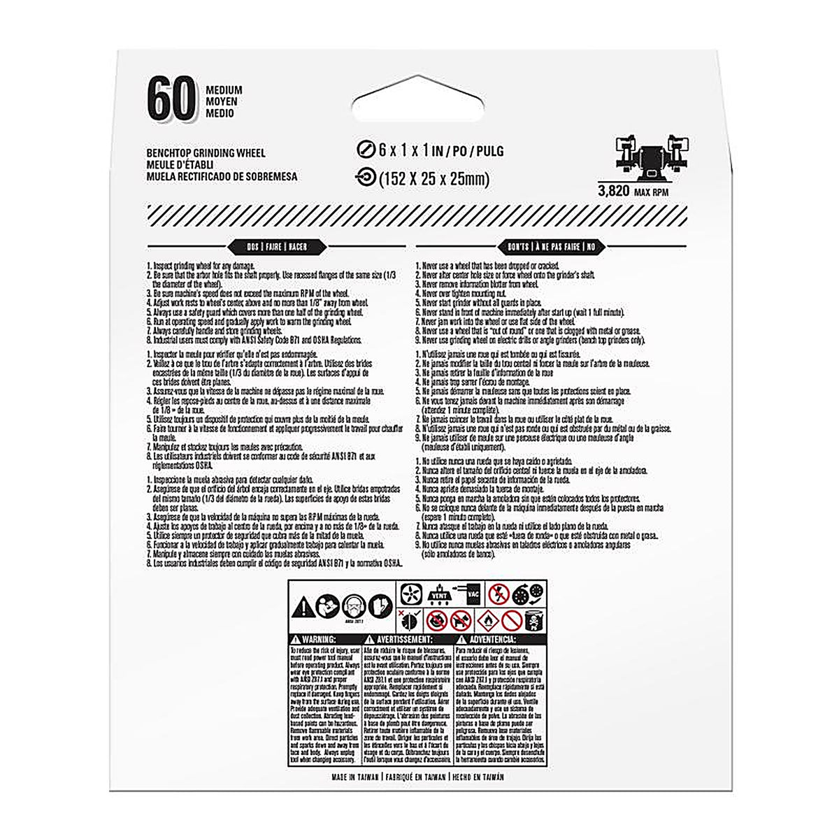 Gator - 6006 - 6 in. Dia. x 1 in. thick x 1 in. Grinding Wheel 1/pc.