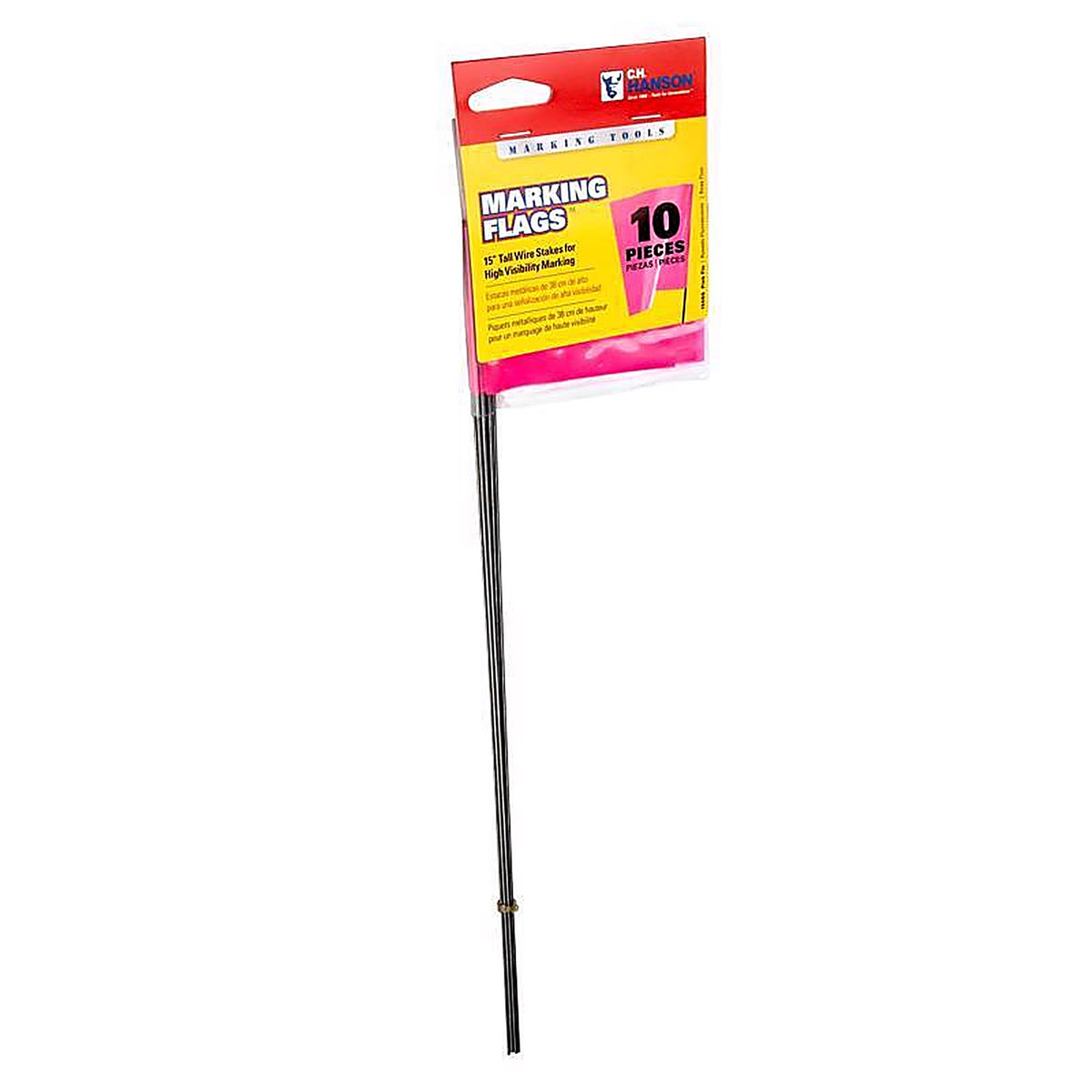 C.H. Hanson - 15066 - 15 in. Pink Marking Flags Polyvinyl - 10/Pack