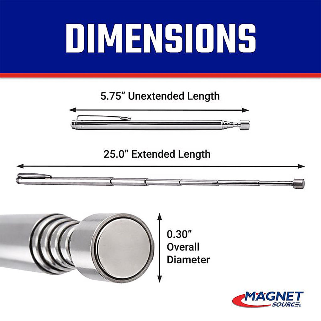Master Magnetics - 7228 - The Magnet Source 25.5 in. Telescoping Magnetic Pick Up Tool Magnetic Pick-Up and Pointer Tool