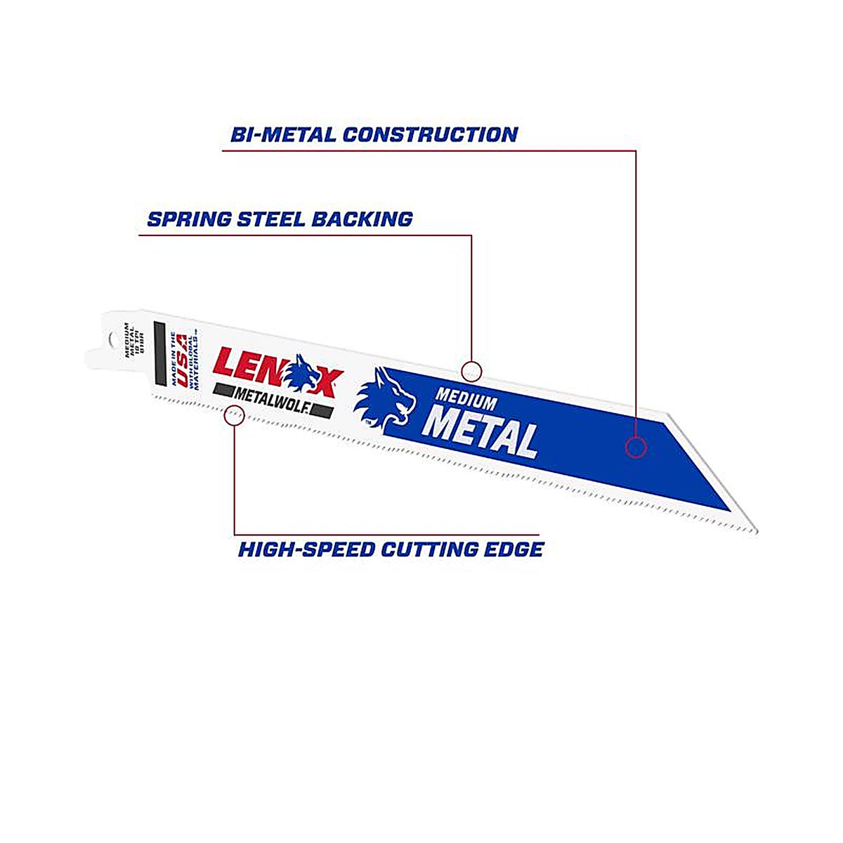 Lenox - 20578818R - 8 in. Bi-Metal Reciprocating Saw Blade 18 TPI - 5/Pack