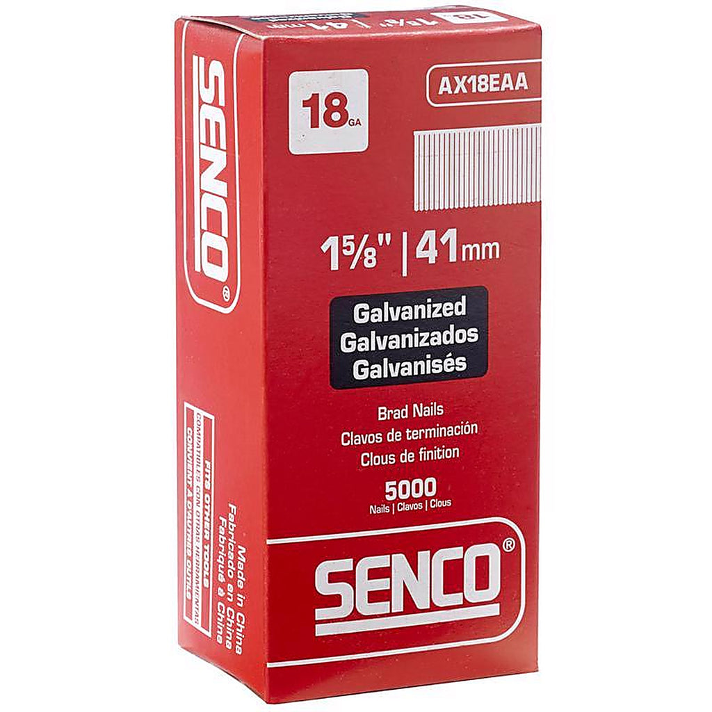 Senco - AX18EAA - 1-5/8 in. 18 Ga. Straight Strip Brad Nails Smooth Shank - 5000/Pack