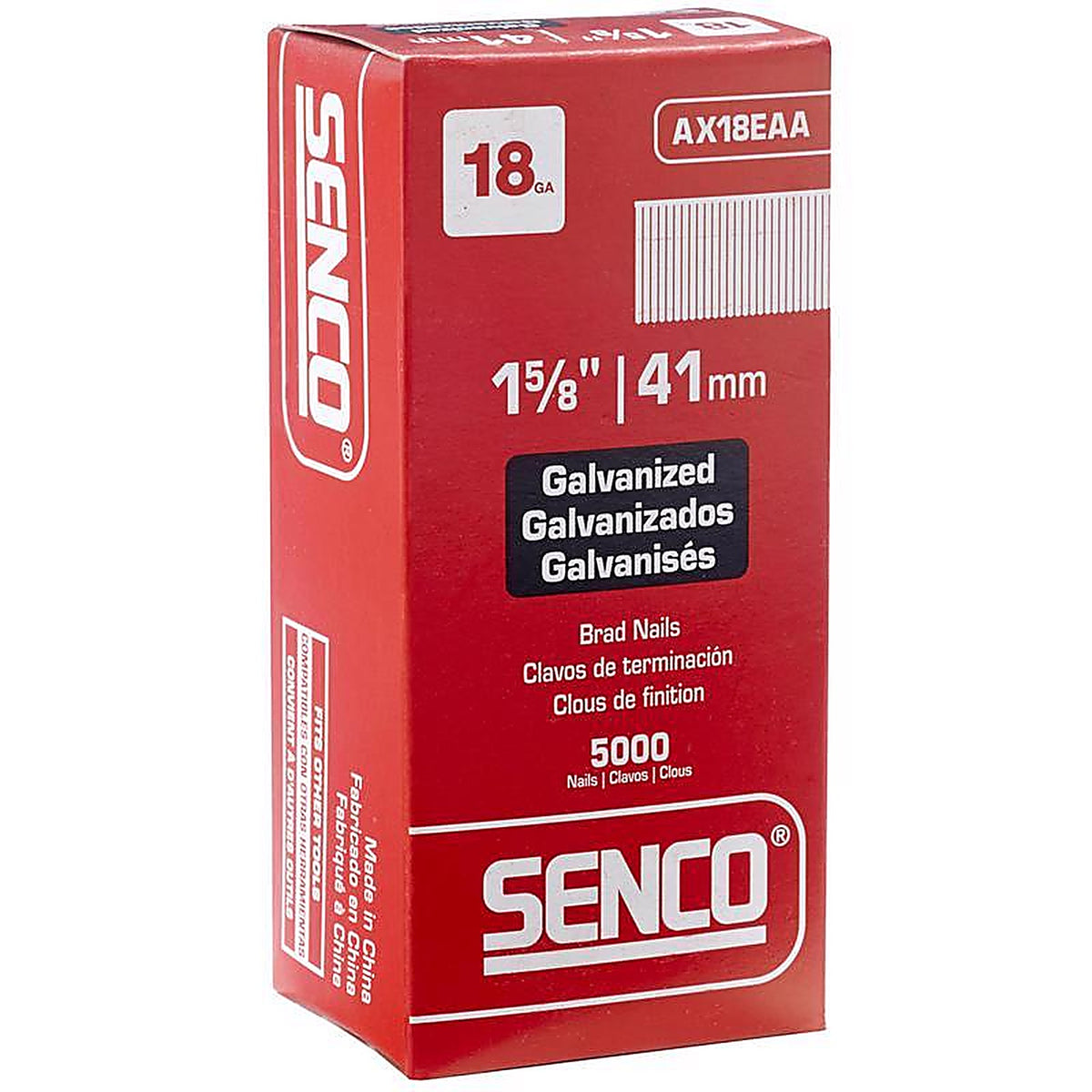 Senco - AX18EAA - 1-5/8 in. 18 Ga. Straight Strip Brad Nails Smooth Shank - 5000/Pack