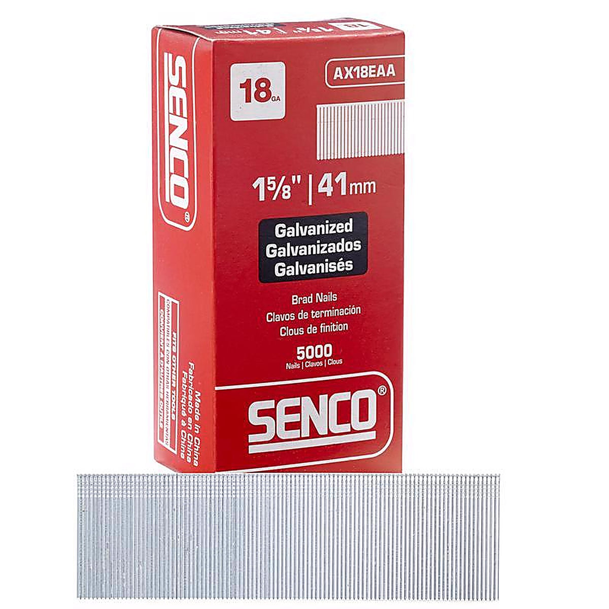 Senco - AX18EAA - 1-5/8 in. 18 Ga. Straight Strip Brad Nails Smooth Shank - 5000/Pack