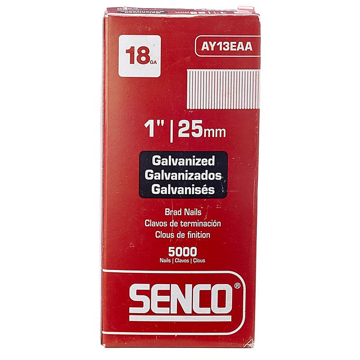 Senco - AY13EAA - 1 in. 18 Ga. Straight Strip Brad Nails Smooth Shank - 5000/Pack
