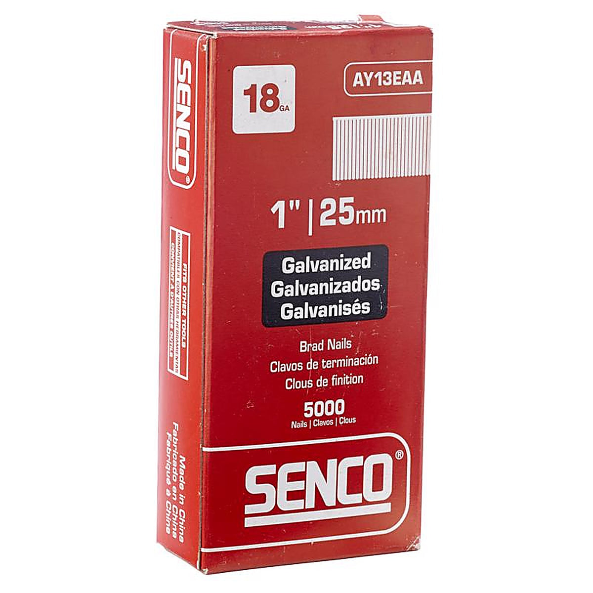 Senco - AY13EAA - 1 in. 18 Ga. Straight Strip Brad Nails Smooth Shank - 5000/Pack