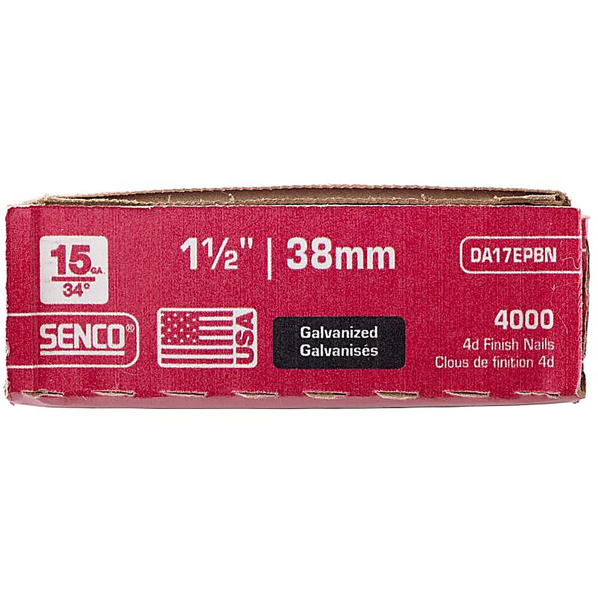 Senco - DA17EABN - 1-1/2 in. L X 15 Ga. Angled Strip Galvanized Finish Nails 34 deg 4000 pk