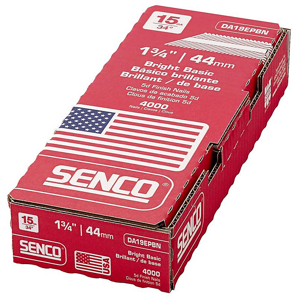 Senco - DA19EPBN - 1-3/4 in. L X 15 Ga. Angled Strip Bright Finish Nails 34 deg 4000 pk