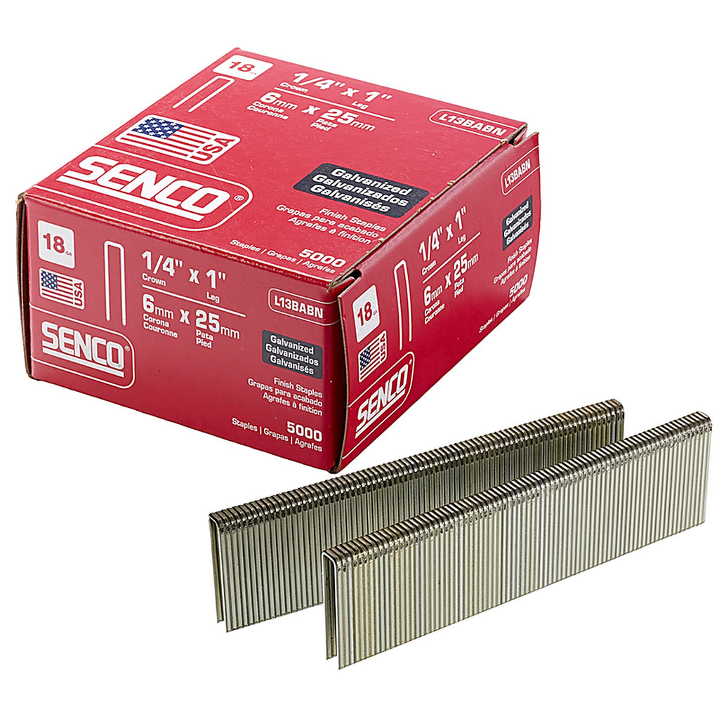 Senco - L13BABN - 1/4 in. W x 1 in. L 18 Ga. Narrow Crown Finish Staples - 5000/Pack