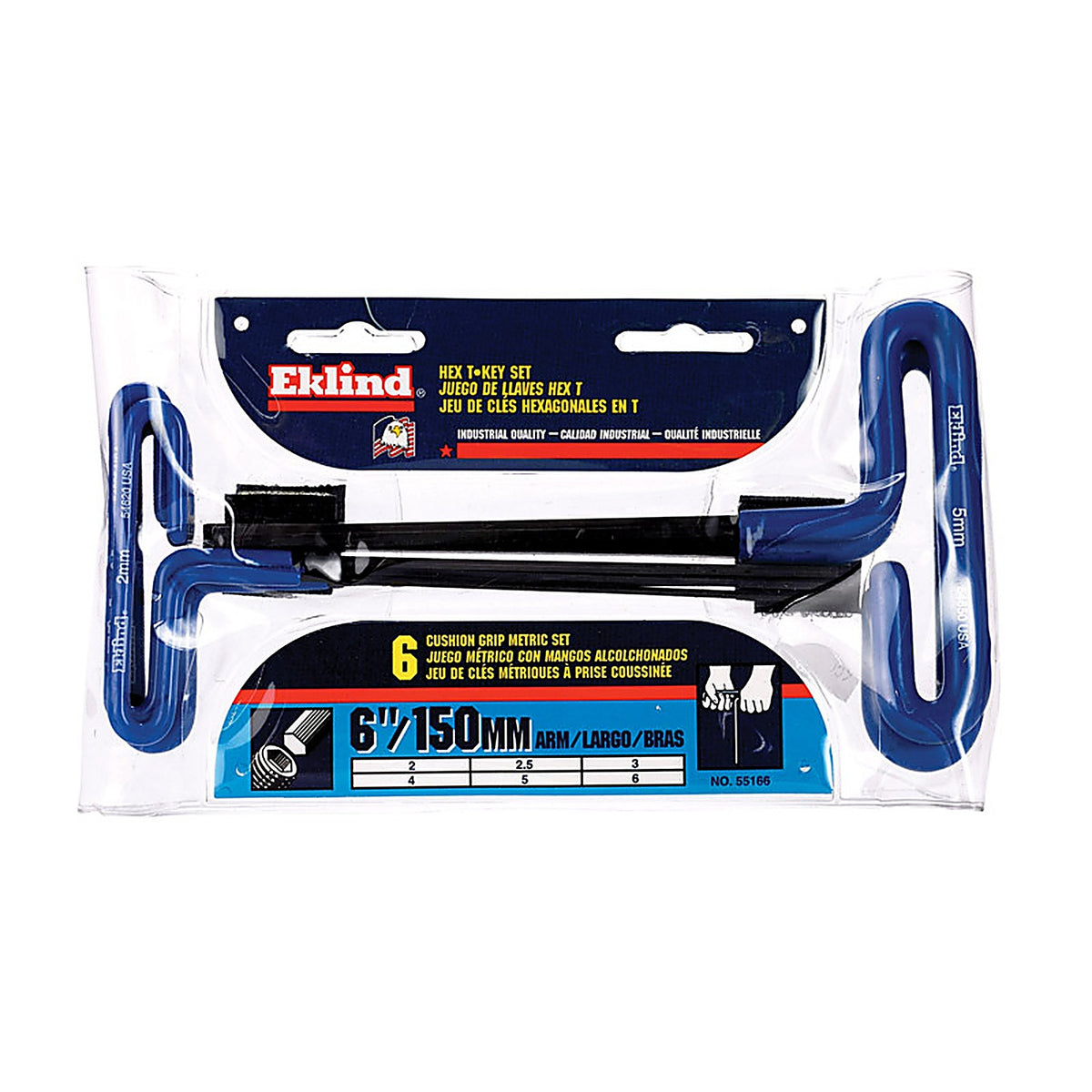 Eklind Tool - 55166 - 2-6mm Metric T-Handle Hex Key Set 6 in. 6/pc.