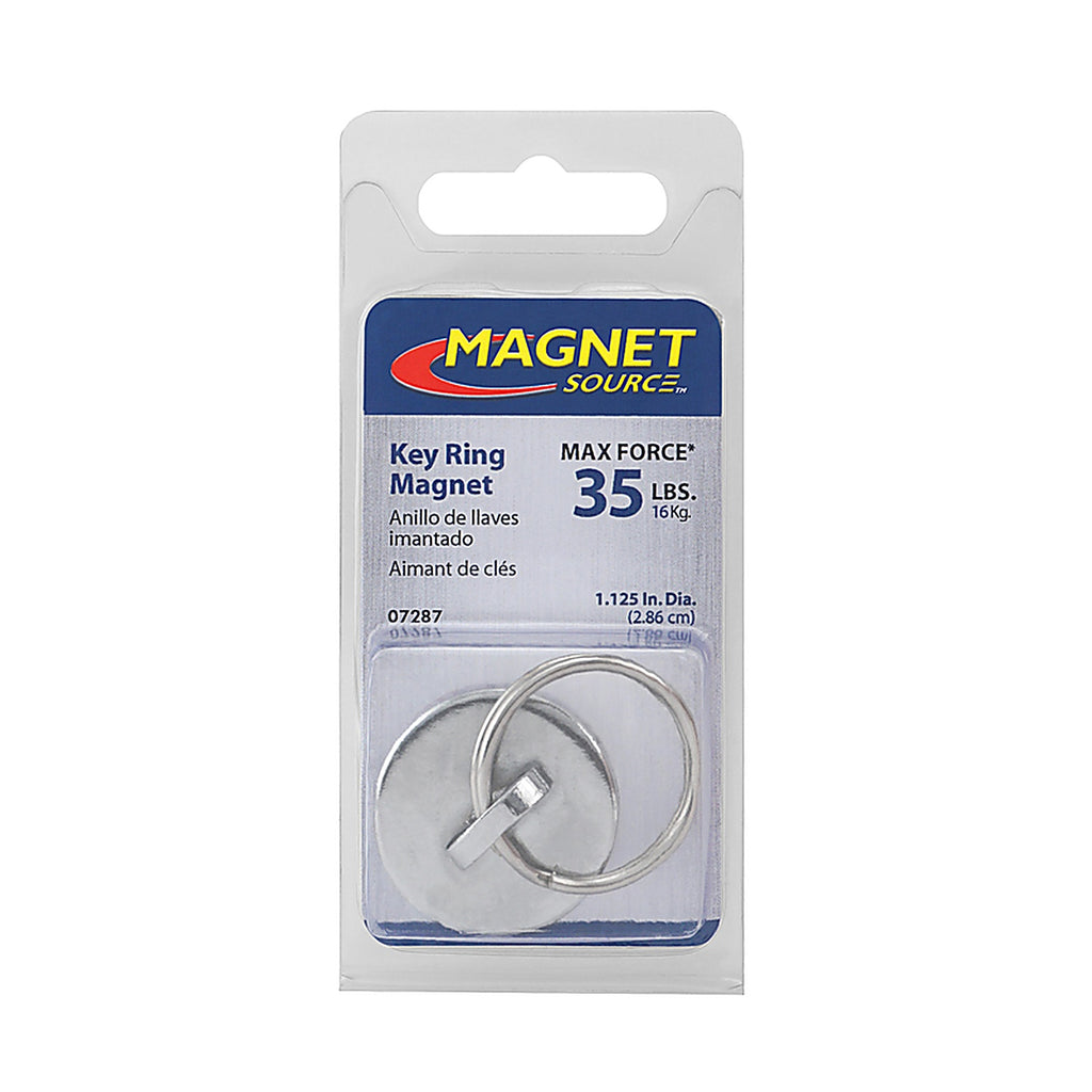 Master Magnetics - 7287 - 1-1/8 in. Neodymium Round Magnet with Ring 35 lb. pull Silver 1/pc.