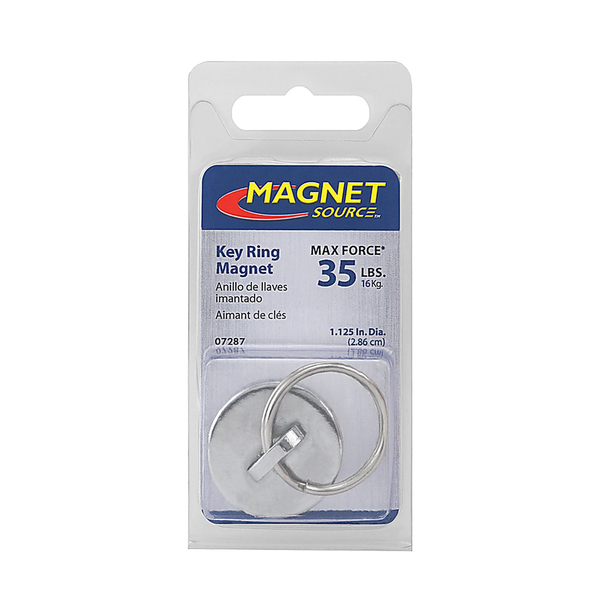 Master Magnetics - 7287 - 1-1/8 in. Neodymium Round Magnet with Ring 35 lb. pull Silver 1/pc.