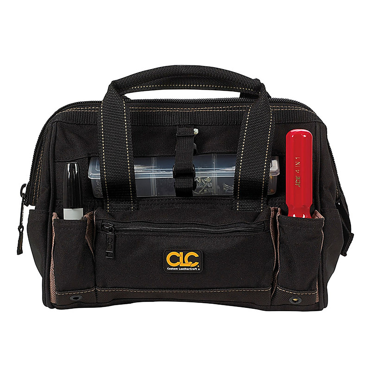 CLC - 1533 - 8 in. W X 9 in. H Polyester Tote Bag with Plastic Tray 21 pocket Black/Tan 1 pc