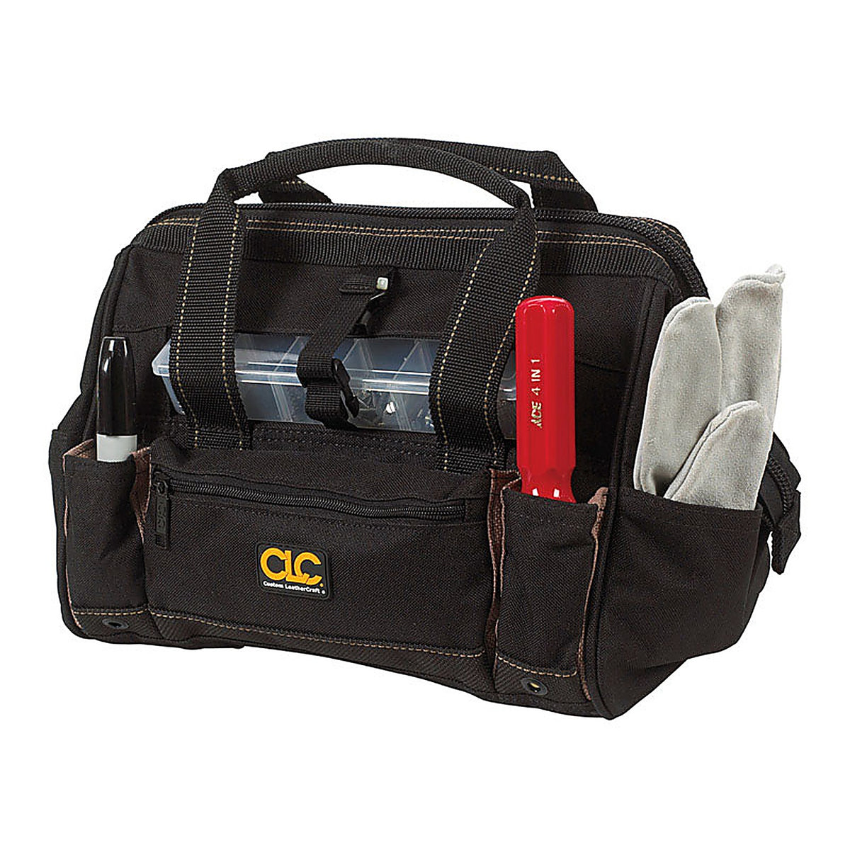 CLC - 1533 - 8 in. W X 9 in. H Polyester Tote Bag with Plastic Tray 21 pocket Black/Tan 1 pc