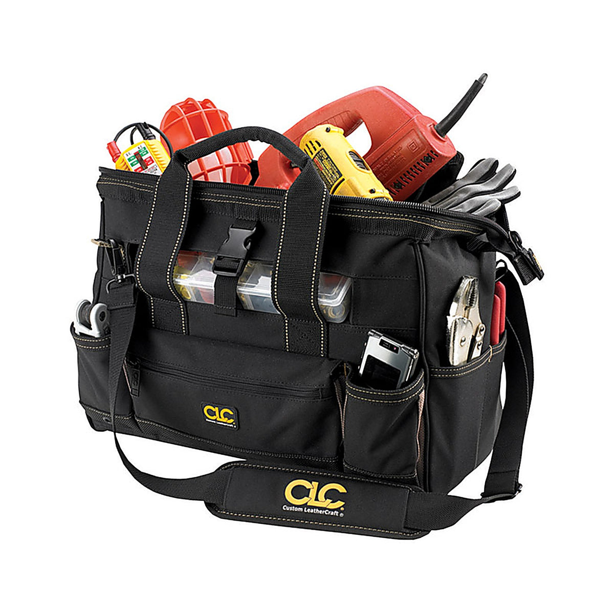 CLC - 1534 - 8 in. W X 11 in. H Polyester Tote Bag with Plastic Tray 25 pocket Black/Tan 1 pc