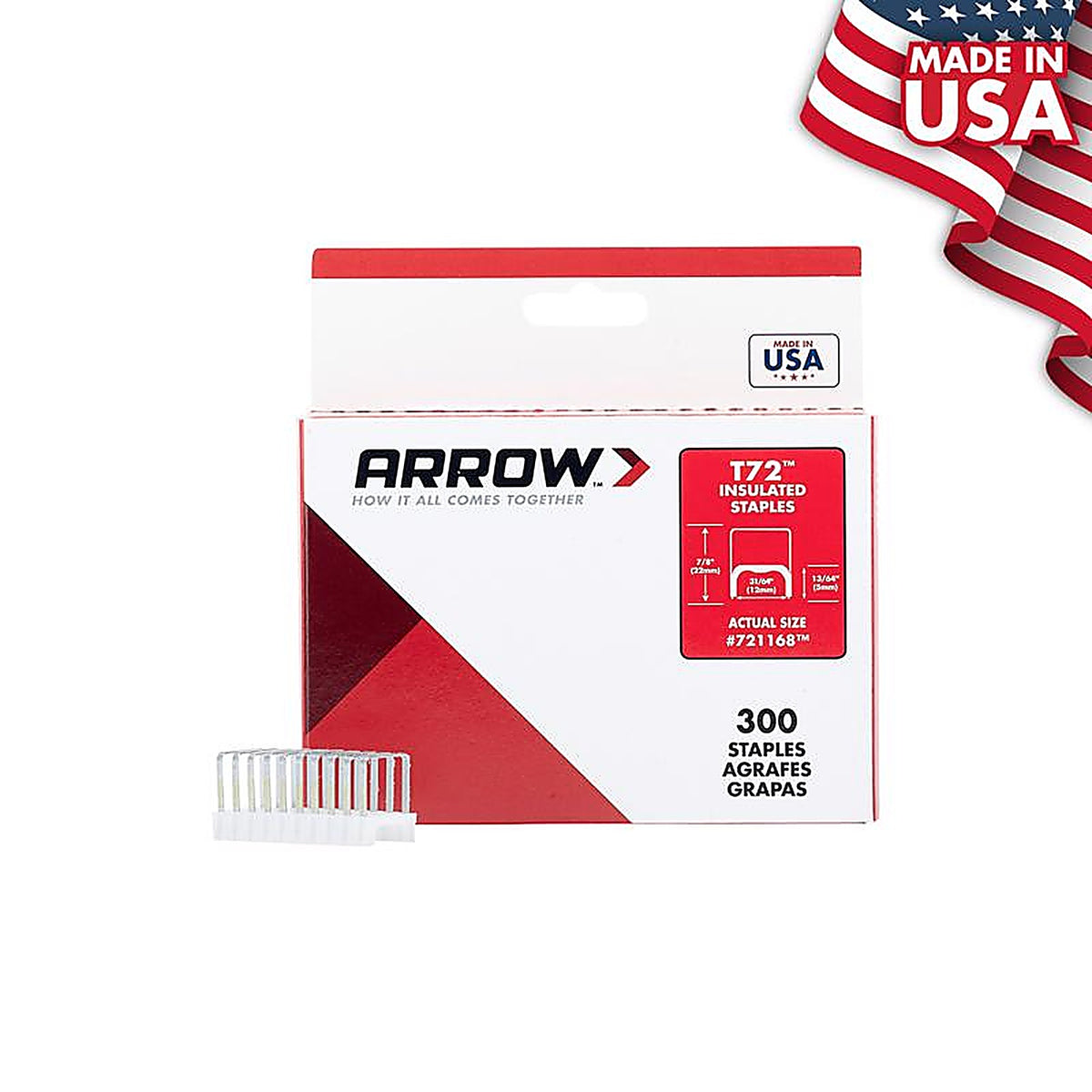 Arrow Fastener - 721168HW - T72 3/4 in. L 15 Ga. Wide Crown Insulated Staples - 300/Pack
