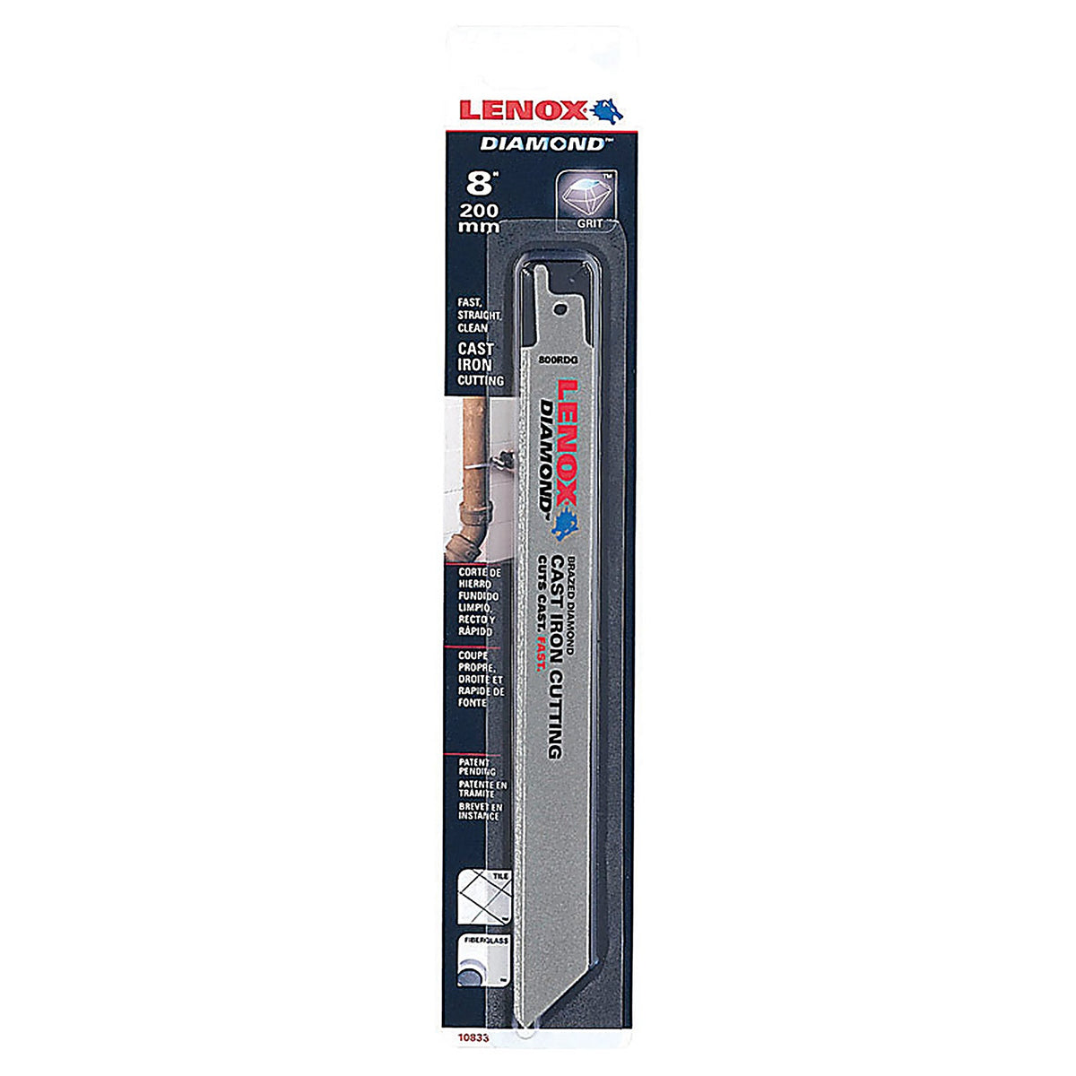 Lenox - 10833800RDG - 8 in. Diamond Grit Reciprocating Saw Blade 24 TPI - 1/Pack