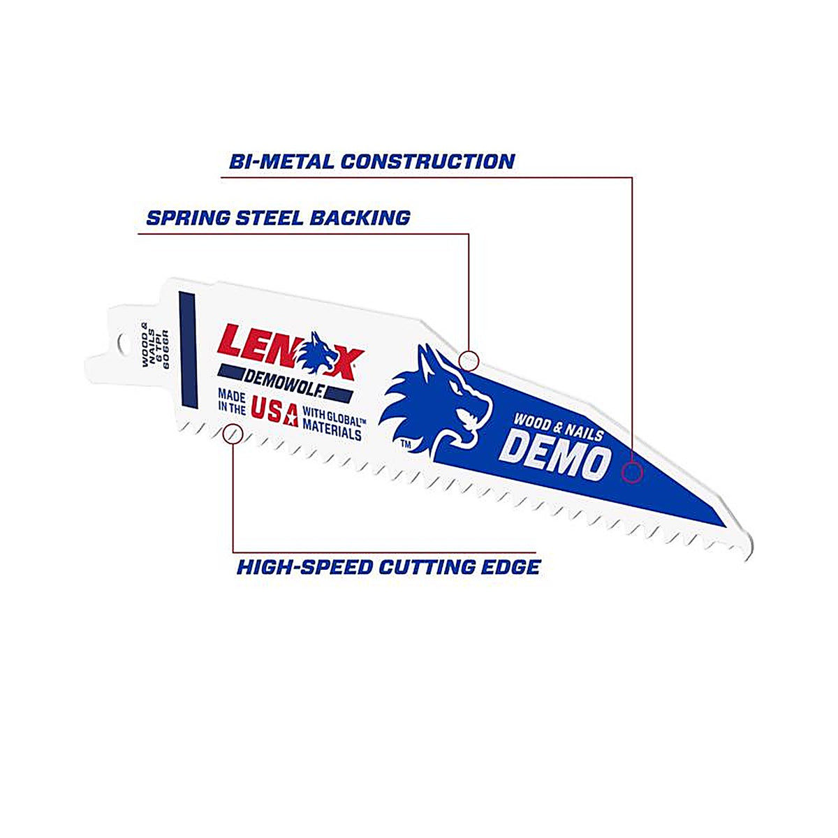 Lenox - 205126066R - 6 in. Bi-Metal Reciprocating Saw Blade 6 TPI - 2/Pack