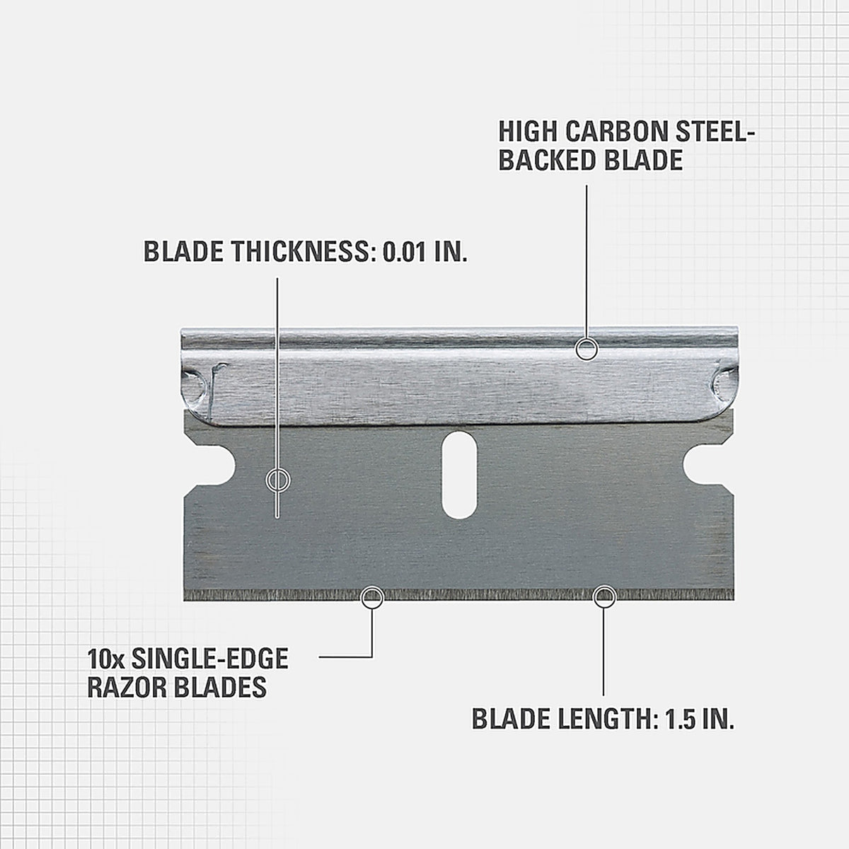Stanley - 28-510 - High Carbon Steel Single Edge Razor Blade 1-1/2 in. L 10/pc.
