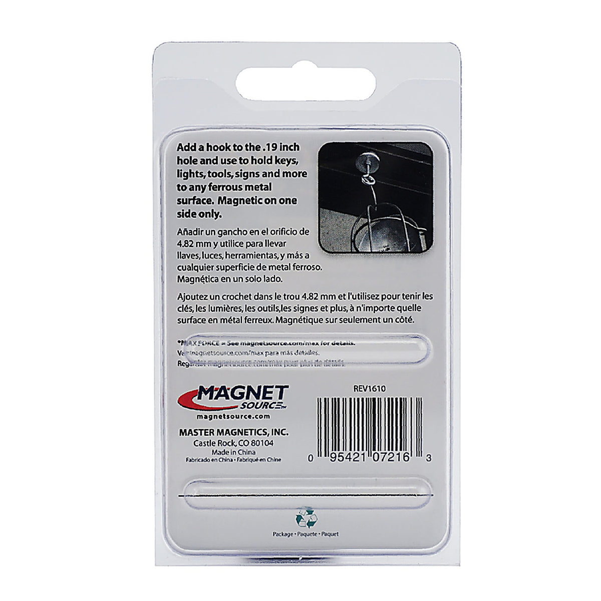 Master Magnetics - 7216 - .283 in. Ceramic Round Base Magnet 16 lb. pull 3.4 MGOe Silver 1/pc.