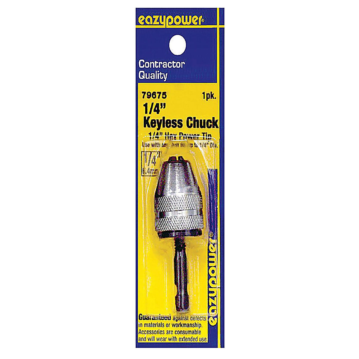 Eazypower - 79675 - 1/4 in. in. Keyless Chuck Adapter 1/4 in. Hex Shank 1/pc.