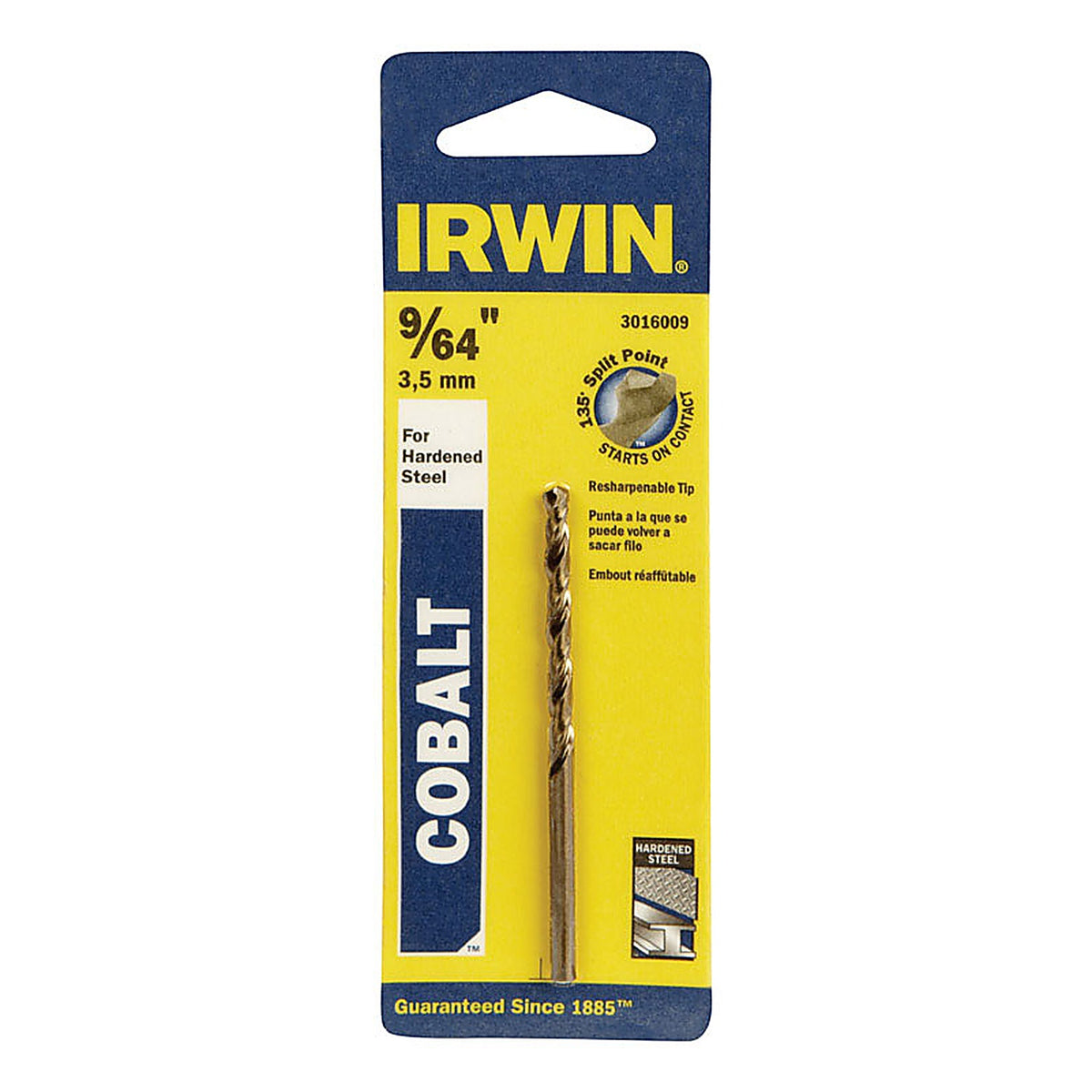 Irwin - 3016009 - 9/64 in. x 2-7/8 in. L Cobalt Steel Drill Bit 1/pc.