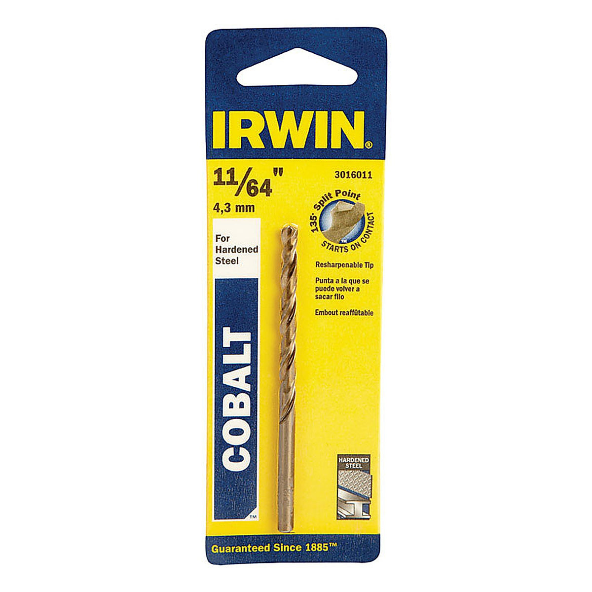 Irwin - 3016011 - 11/64 in. x 3-1/4 in. L Cobalt Steel Drill Bit 1/pc.