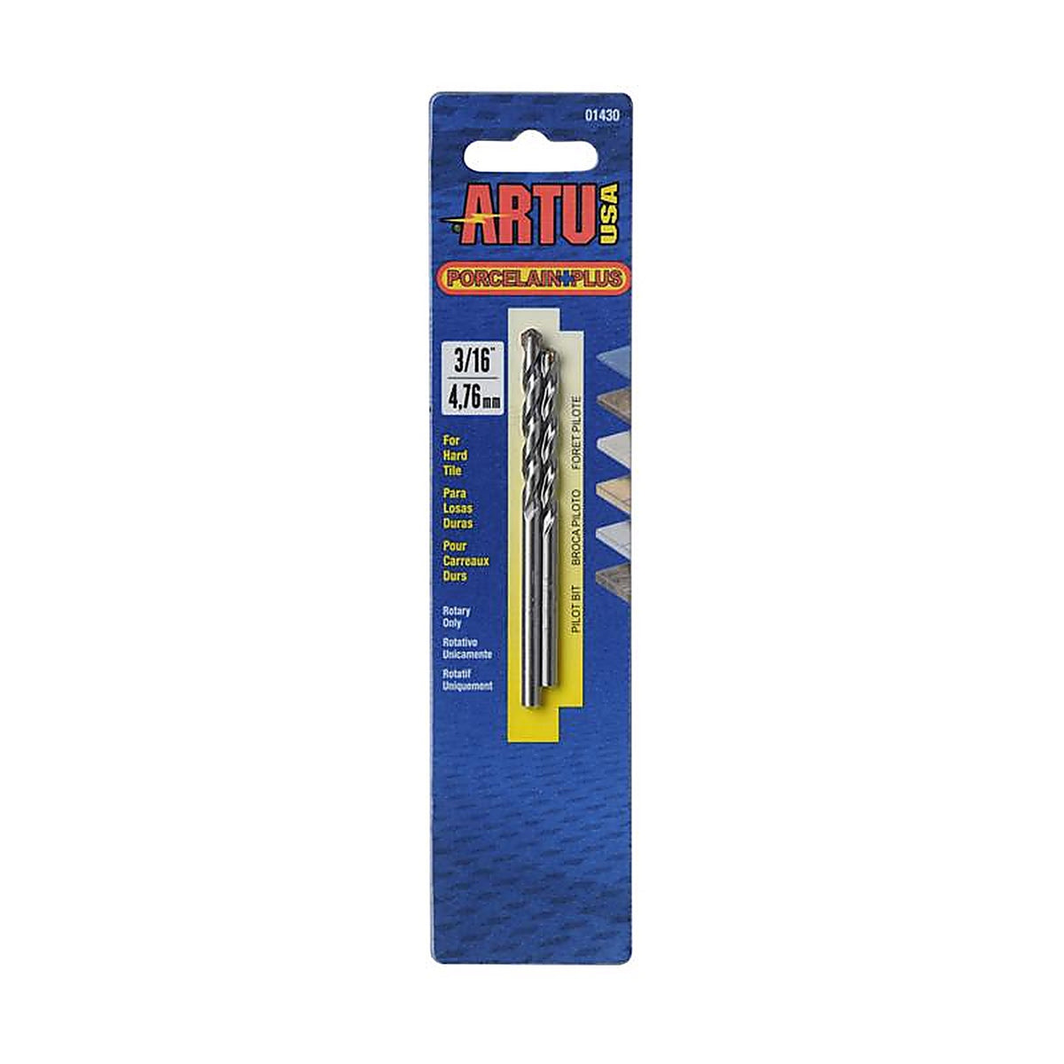 Artu - 1430 - Porcelain Plus 3/16 in. x 3-1/2 in. L Tungsten Carbide Tipped Glass and Tile Bit Set 2/pc.