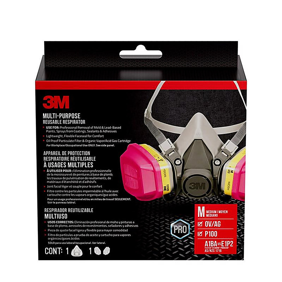 3M - 62023H1-DC - P95 Multi-Purpose Respirator Black M 1 pk