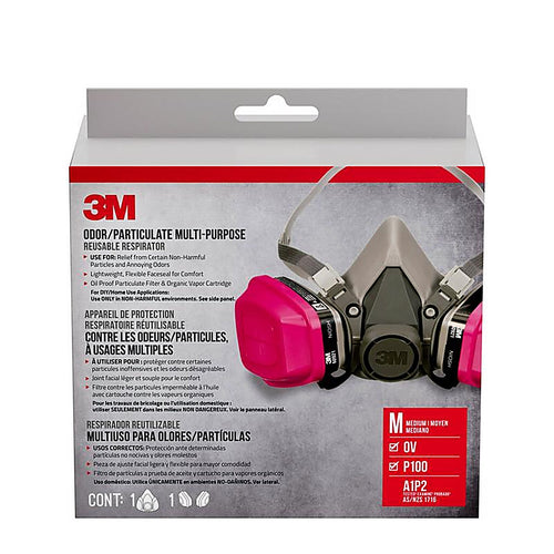 3M - 65021H1-DC - P100 Multi-Purpose Half Face Respirator Valved Multicolored M 1 pc