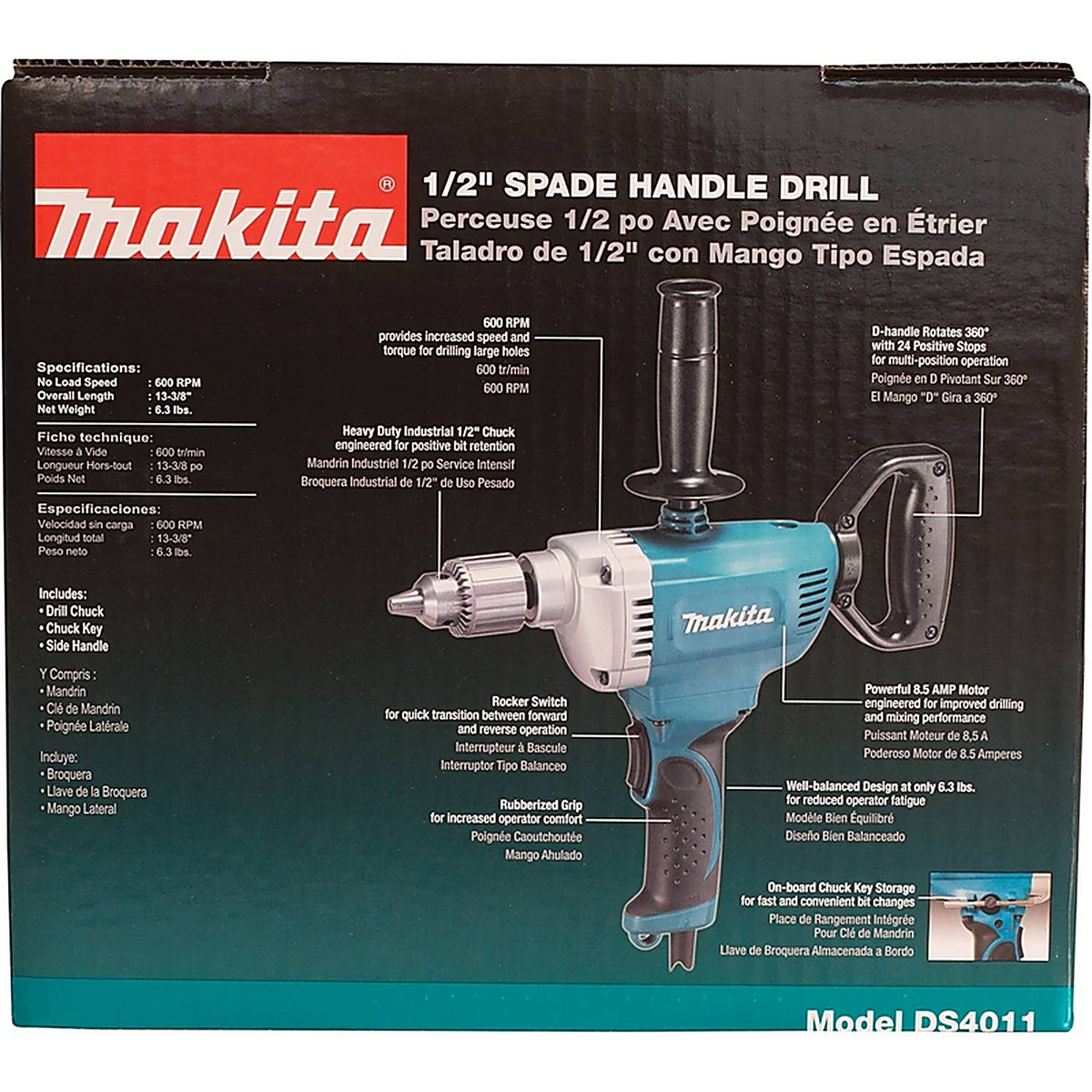 Makita - DS4011 - 8.5 amps 1/2 in. Spade Handle Corded Drill