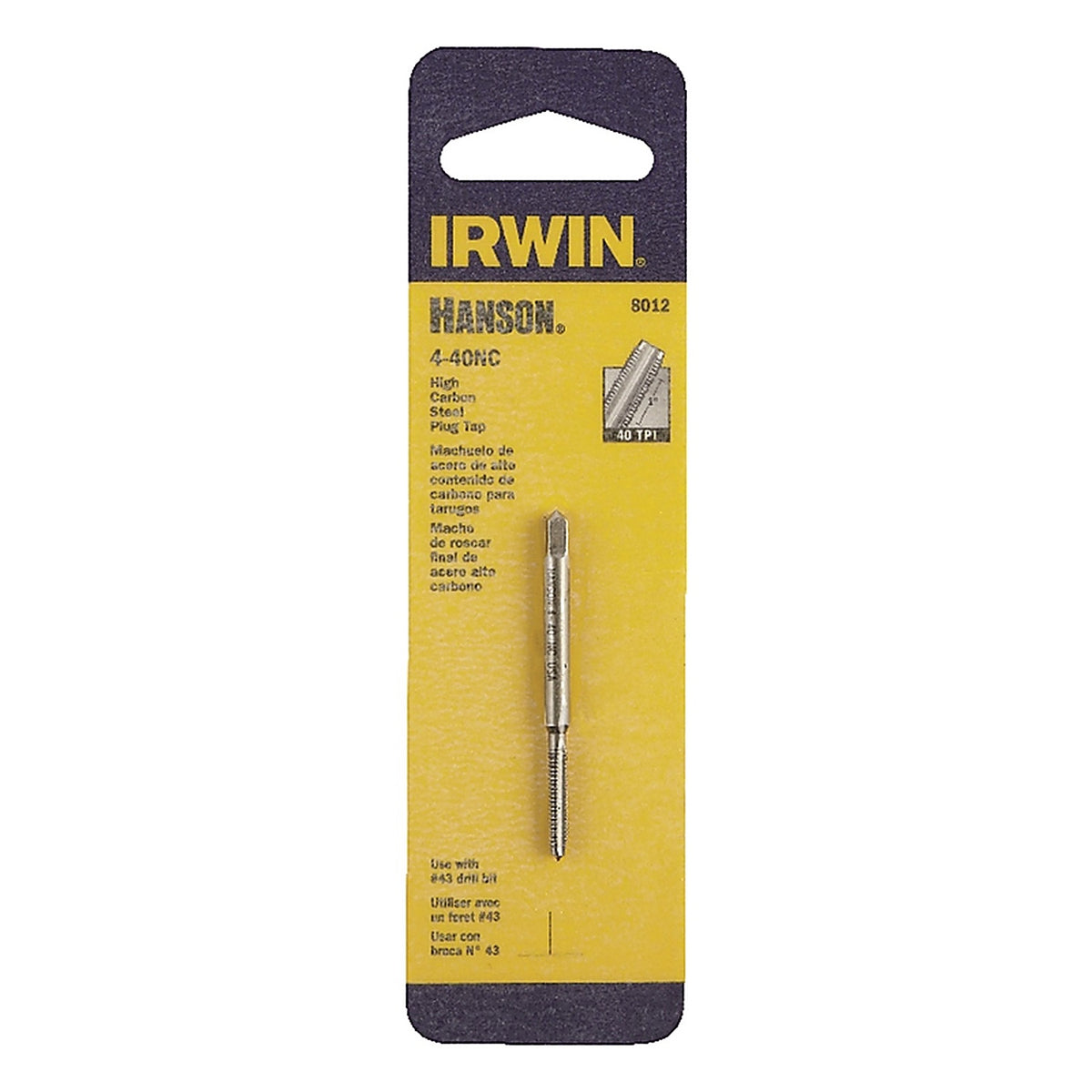 Irwin - 8012 - Hanson High Carbon Steel SAE Plug Tap 4-40NS 1/pc.