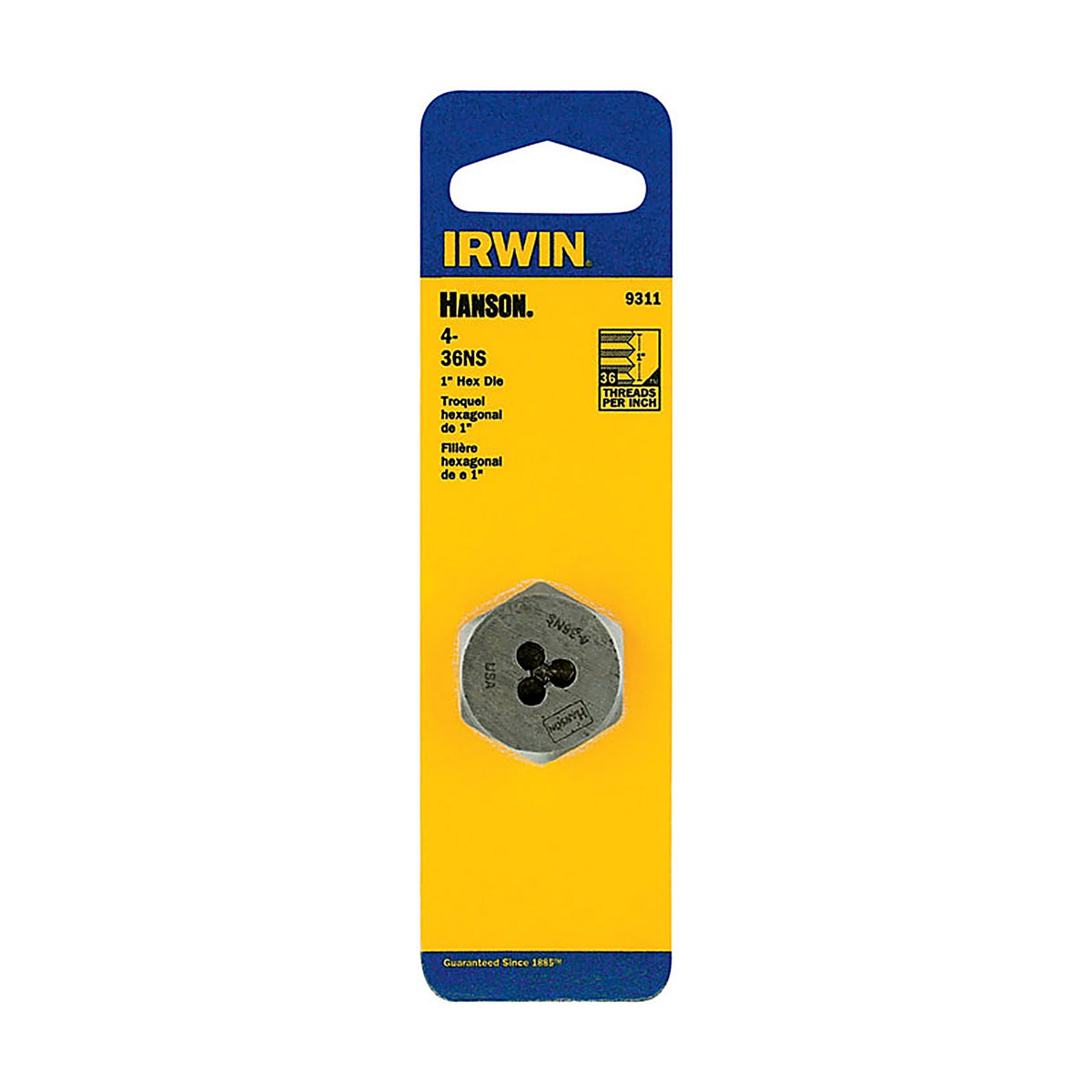 Irwin - 9311 - High Carbon Steel SAE Hexagon Die 4-36NS 1 pc