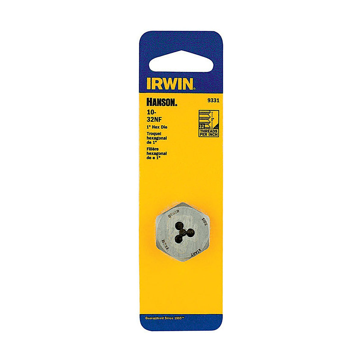 Irwin - 9331ZR - Hanson High Carbon Steel SAE Hexagon Die 10-32NF 1/pc.