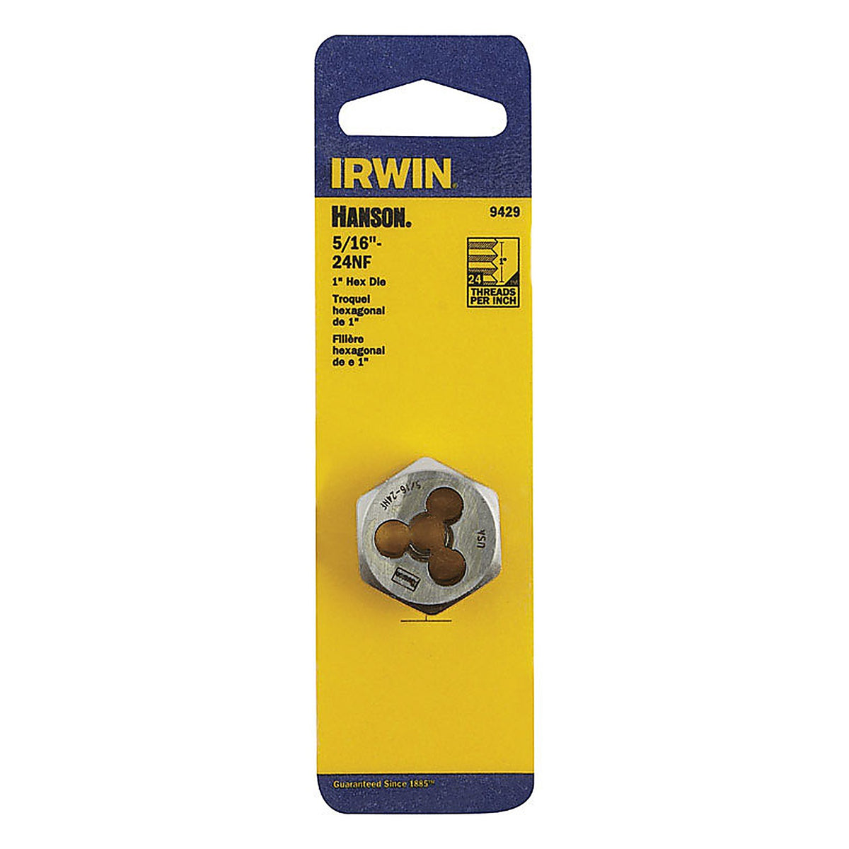 Irwin - 9429 - Hanson High Carbon Steel SAE Hexagon Die 5/16 in.-24NF 1/pc.