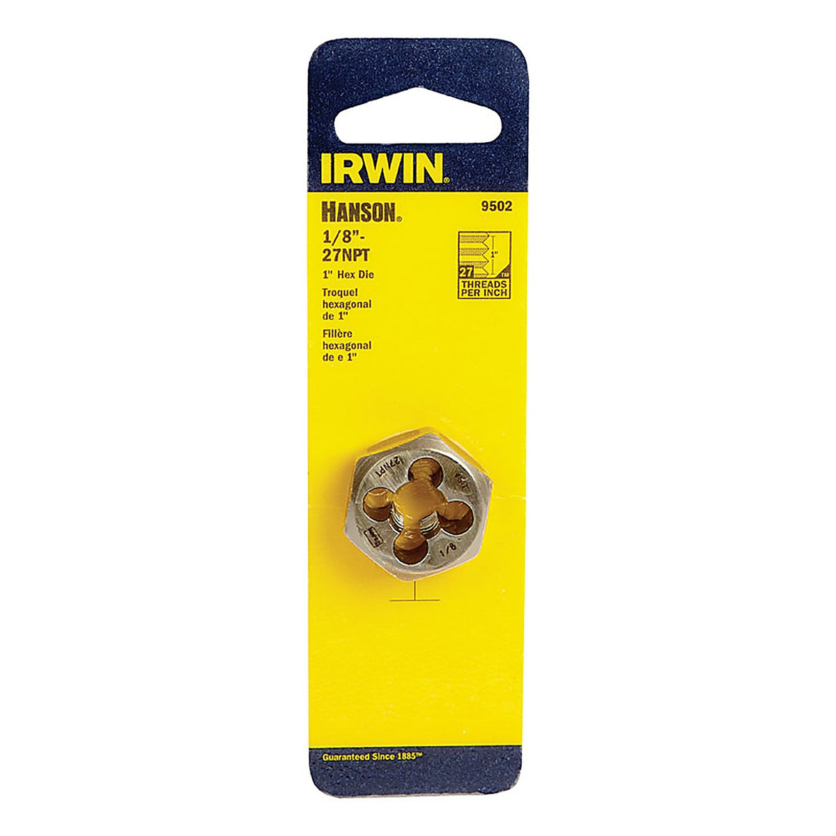 Irwin - 9502ZR - Hanson High Carbon Steel SAE Hexagon Die 1/8 in.-27NPT 1/pc.