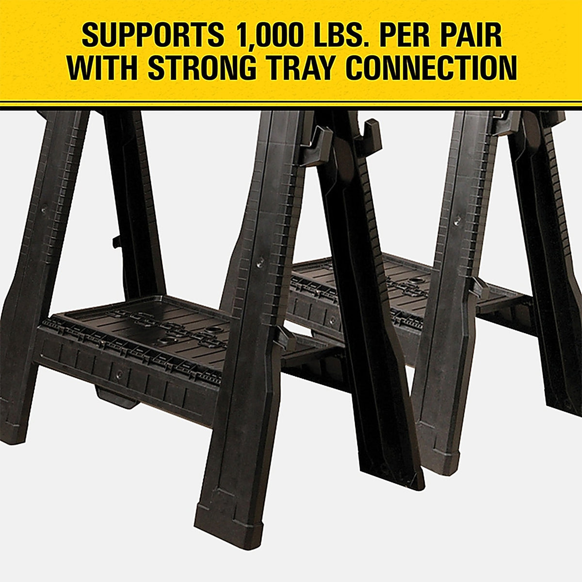 Stanley - 060864R - 32 in. H x 26-7/8 in. W x 2-1/8 in. D Folding Sawhorse 1000 lb. capacity Black - 1/Pack