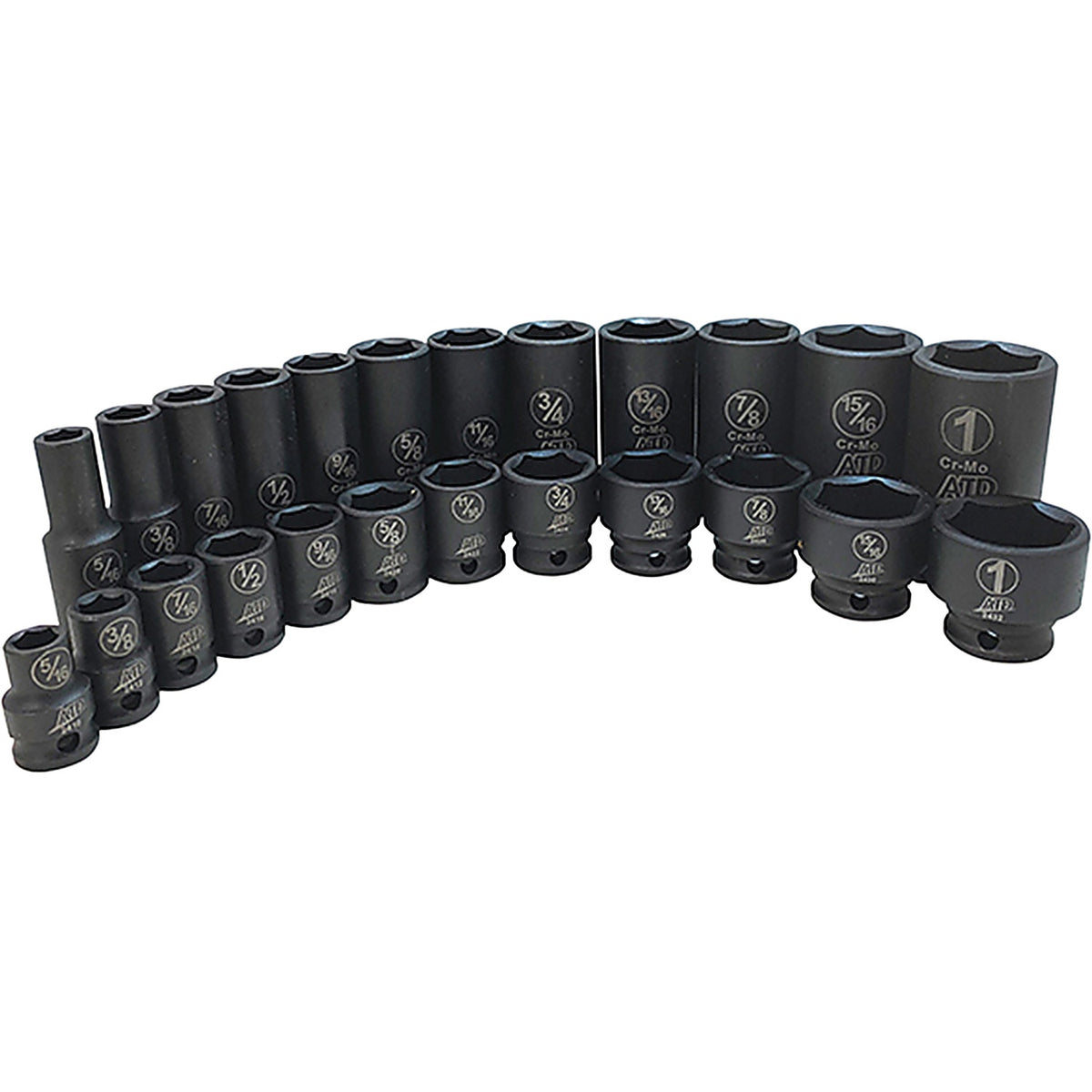 ATD - 2324 - 24-Pc. 3/8IN Drive 6 Point SAE Standard and Deep Impact Socket Set