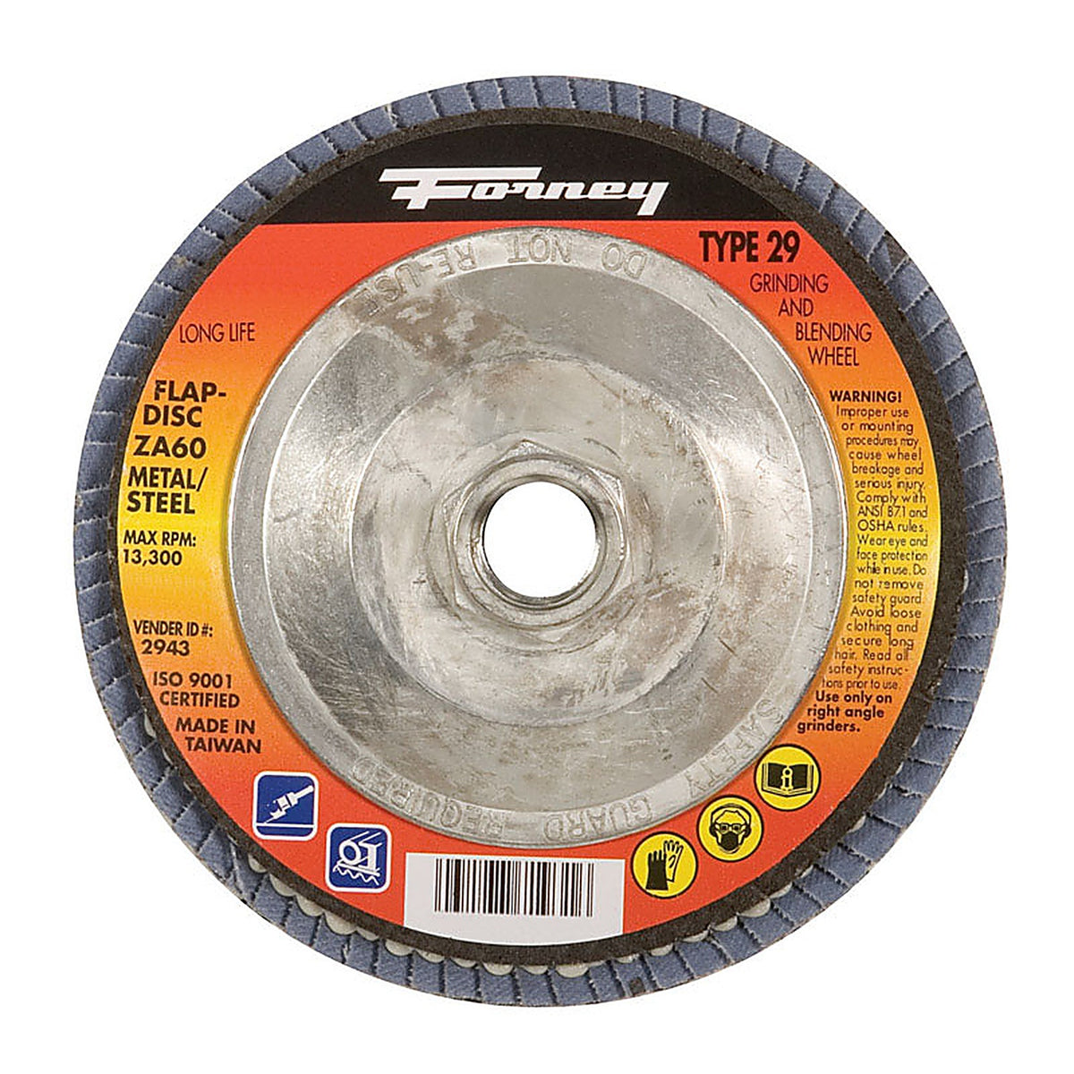 Forney - 71933 - 4-1/2 in. D Zirconia Aluminum Oxide Thread Arbor Flap Disc 120 Grit 1 pc