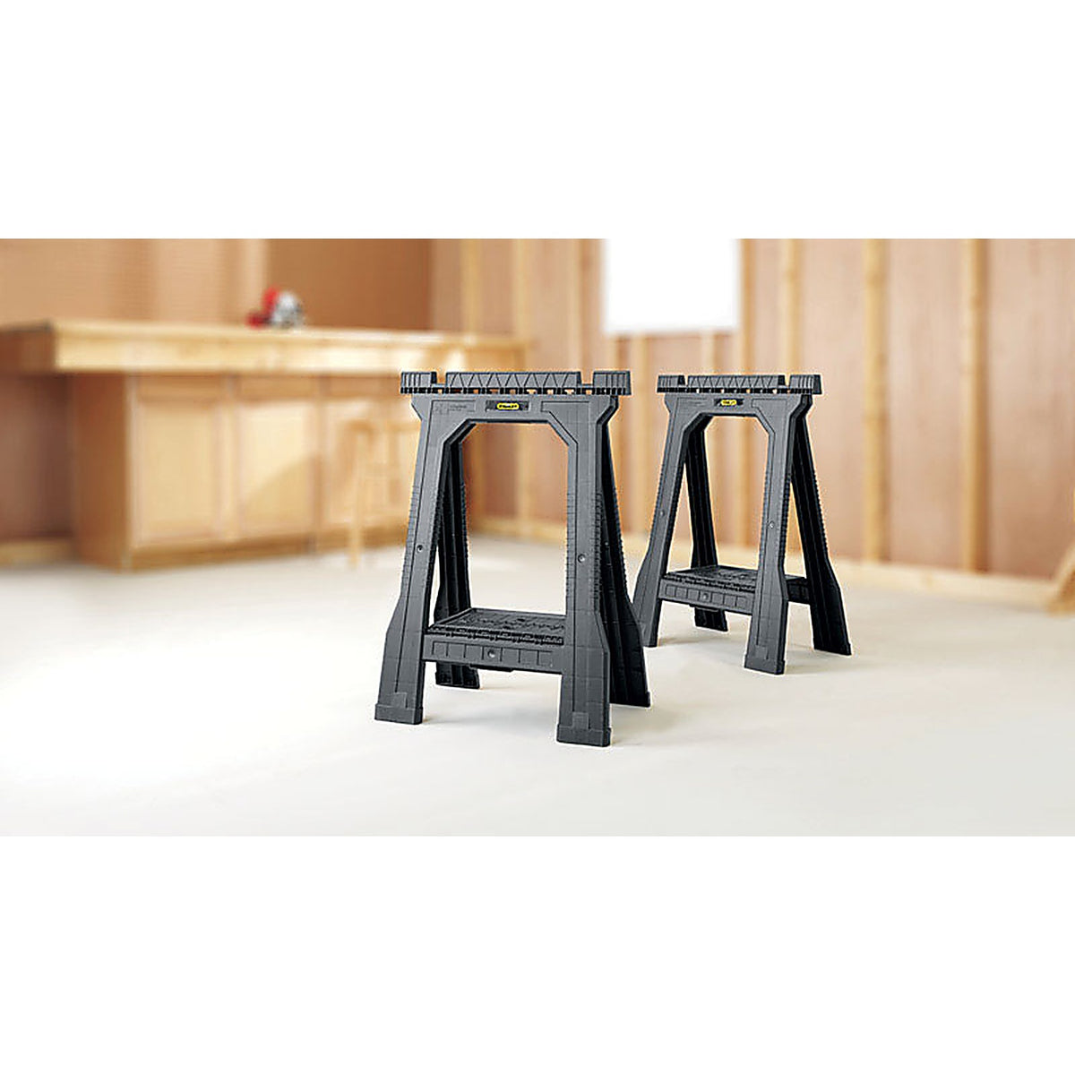 Stanley - STST60952 - 32 in. H x 22-1/2 in. W x 5 in. D Folding Sawhorse 800 lb. capacity Black - 2/Pack