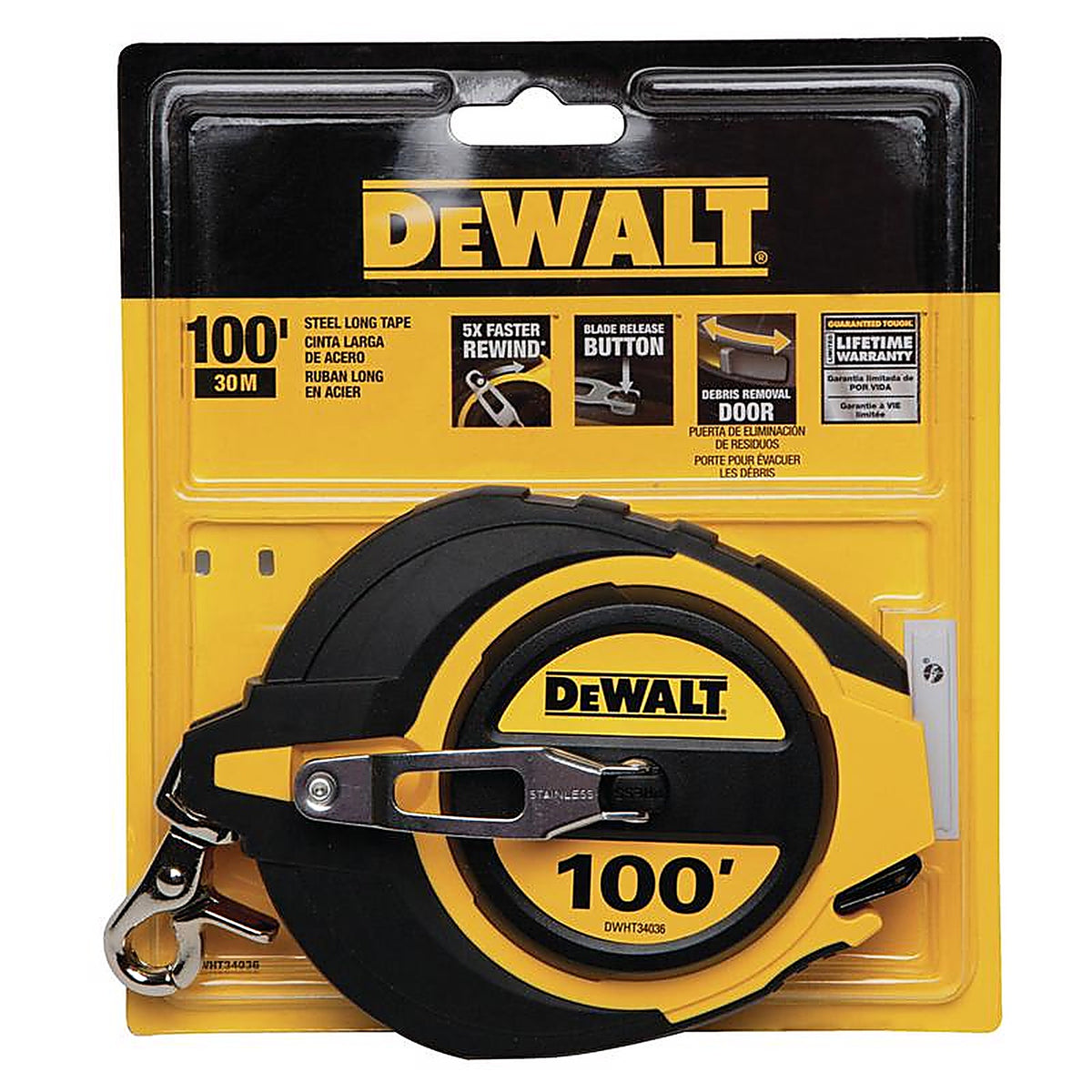 DeWalt - DWHT34036 - 100 ft. L X 0.38 in. W Closed Case Long Tape Measure 1 pk