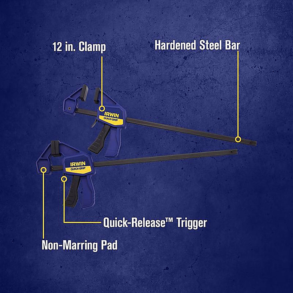 Irwin - 1964745 - Quick-Grip 12 in. x 2-7/16 in. D Bar Clamp 100 lb.