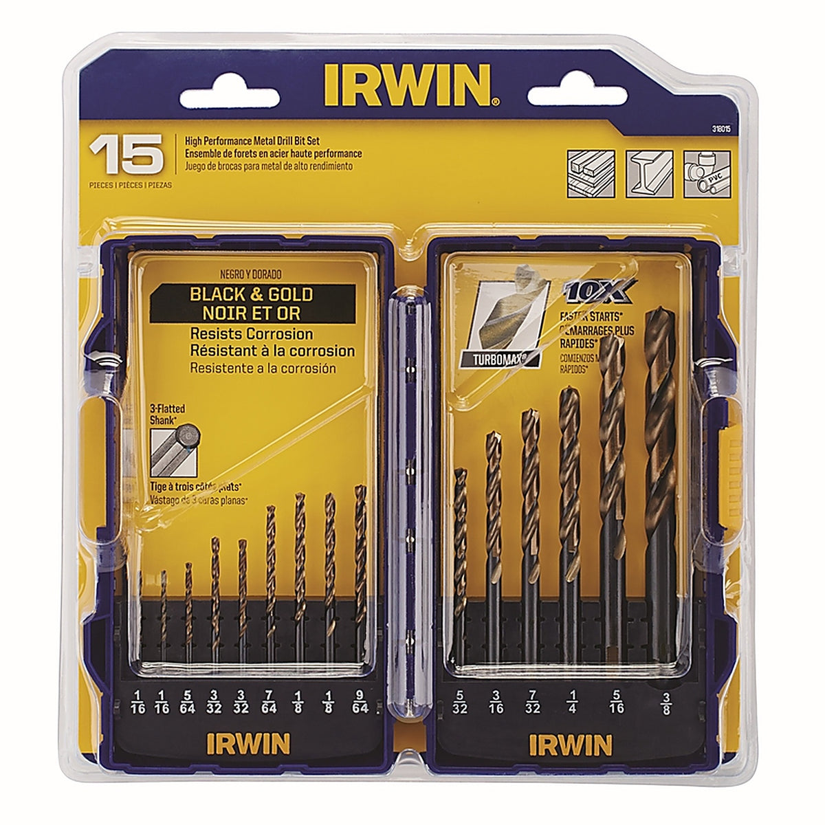 Irwin - 318015 - Turbomax High Speed Steel Drill Bit Set 15/pc.