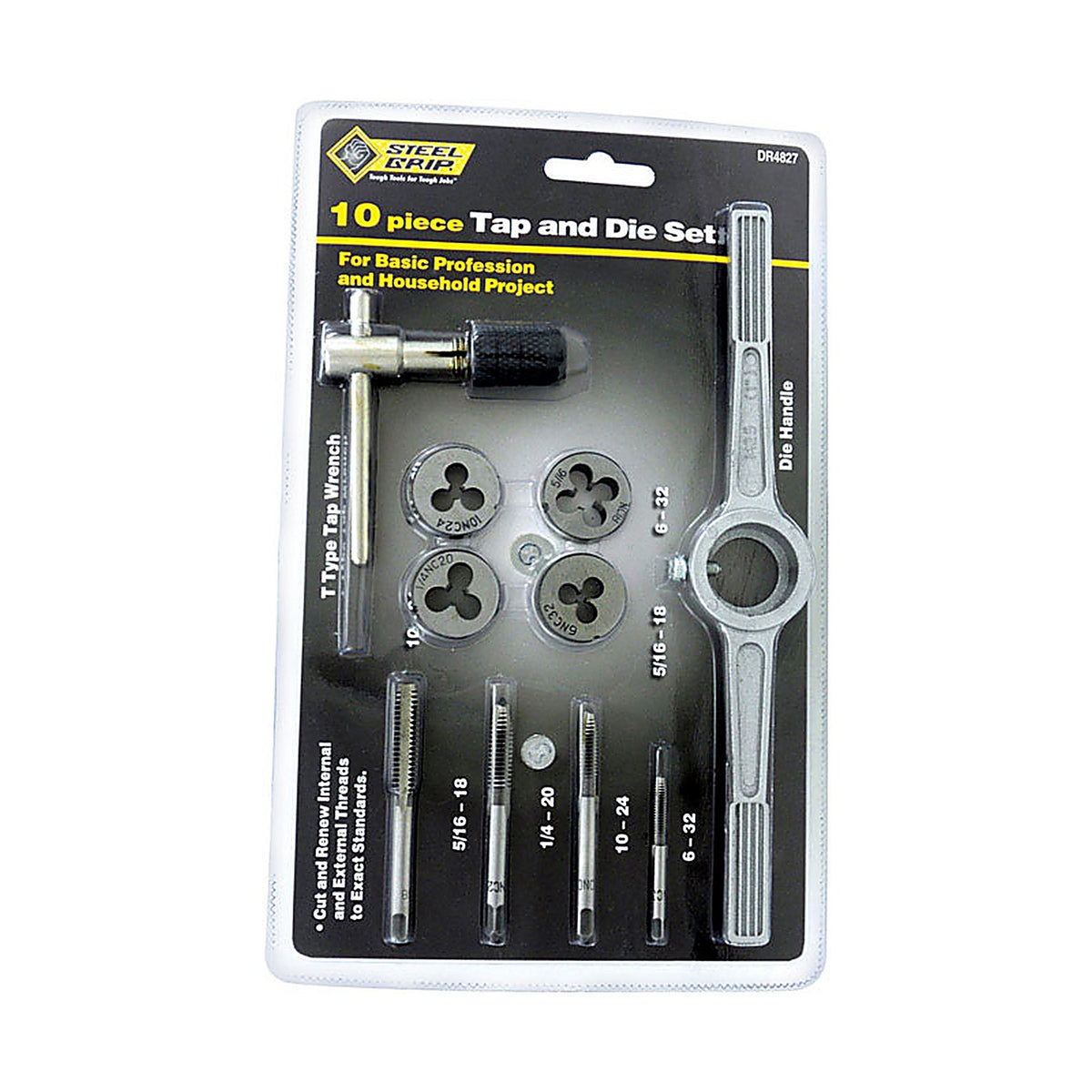 Steel Grip - DR4827SAE - Steel SAE Tap and Die Set 6-32, 10-24, 1/4-20, 5/16-18 10/pc.